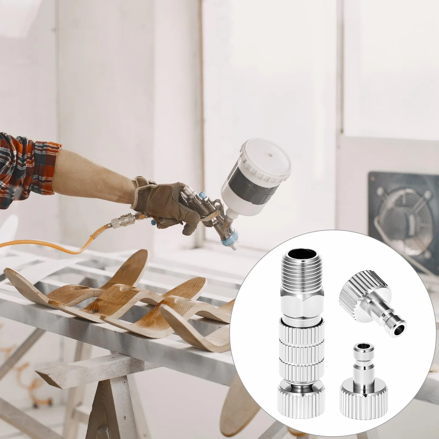QWORK® 5 sztuk 1/8" adapter Airbrush, szybkozłączka Airbrush, łatwe podłączanie/odłączanie pistoletów natryskowych i sprężarek powietrza