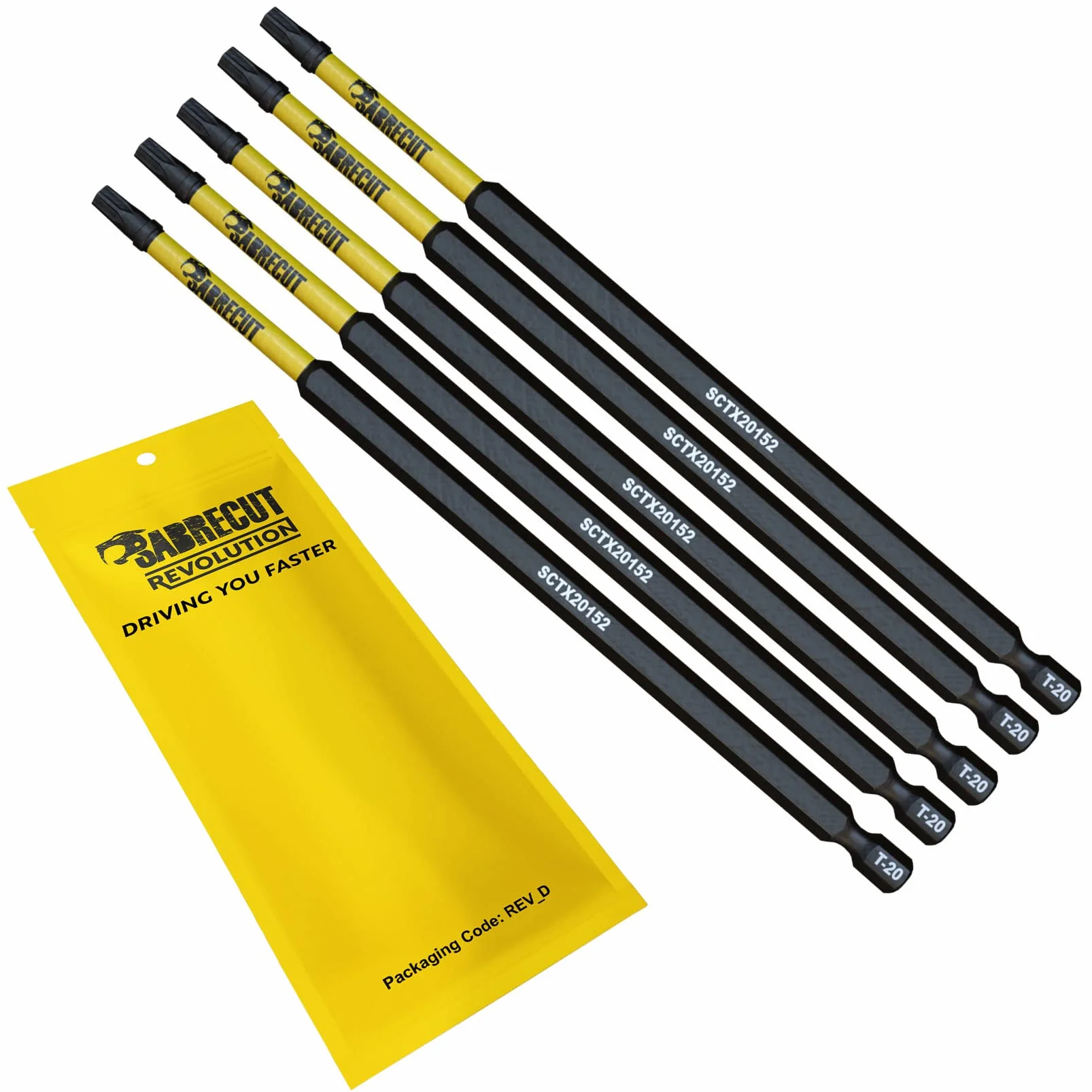 5 x zestaw wkrętaków udarowych SabreCut SCTX20152_5 152 mm T20 TX20 Magnetyczny zestaw bitów udarowych Torx Heavy Duty, kompatybilny z Dewalt Milwaukee Bosch Makita i nie tylko