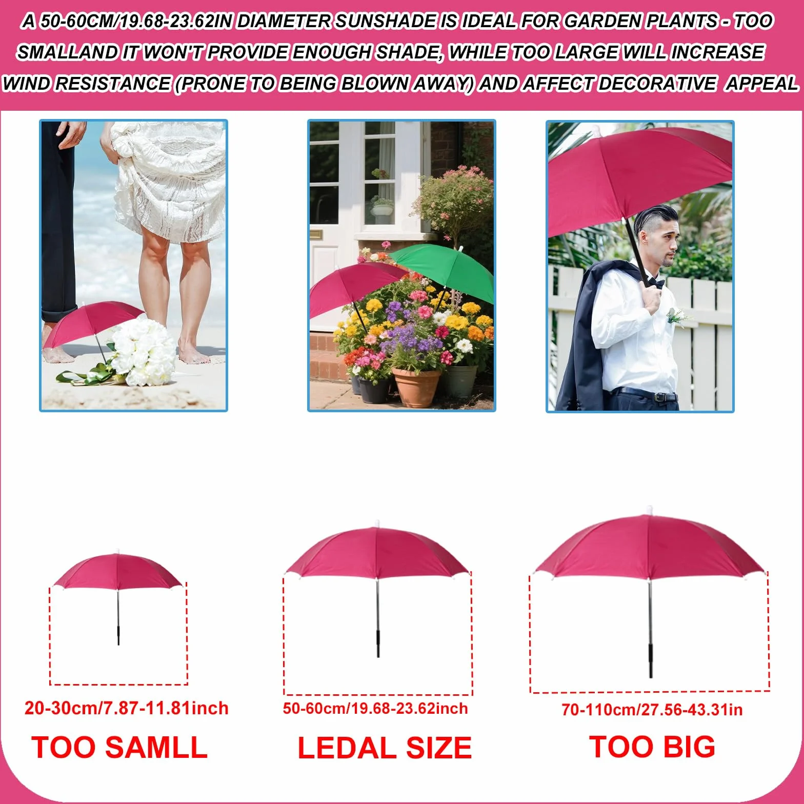 Lyreh 2szt Regulowany Parasol Ogrodowy, Parasole Ogrodowe z Metalowymi Słupkami i Palikami w Kształcie Litery H Osłona Przeciwsłoneczna Zewnątrz do Roślin Kwiatów Warzyw