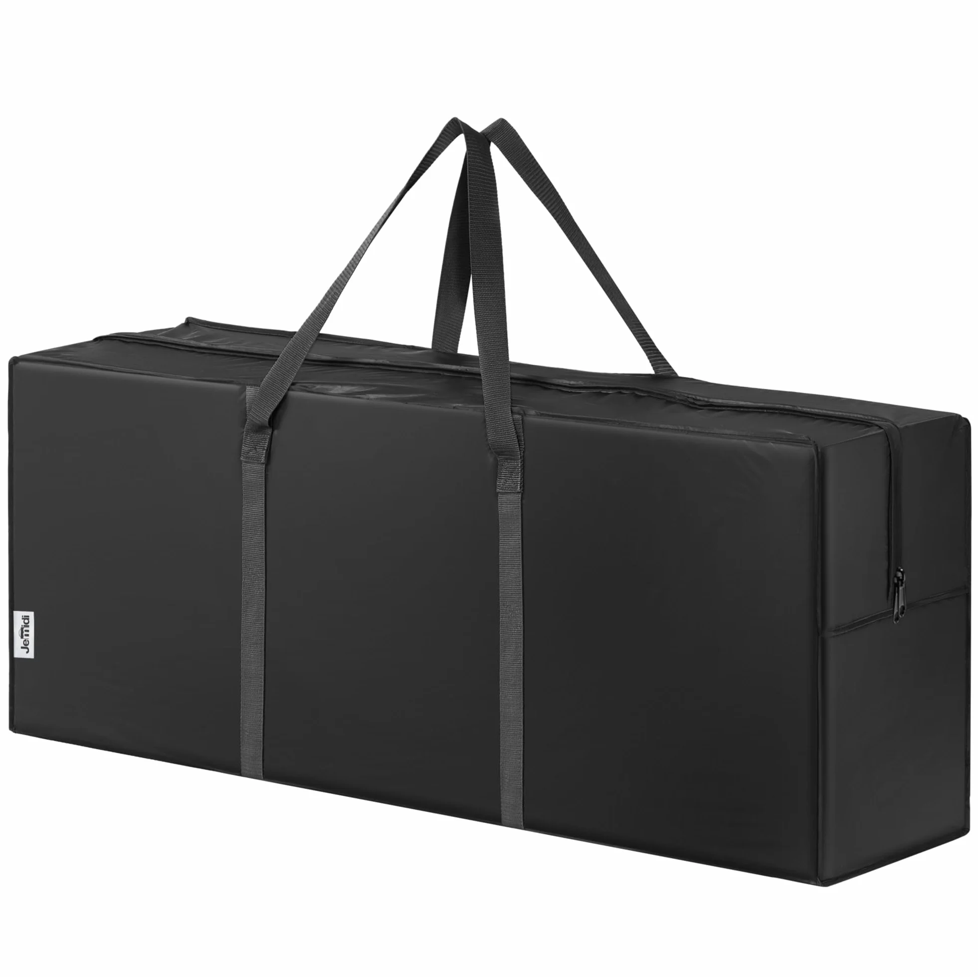 JEMIDI Torba do przechowywania poduszek ogrodowych - 125 x 30 x 50 cm (49.2" x 11.8" x 19.7") - Duża, lekka torba do przechowywania poduszek na meble ogrodowe - Czarna