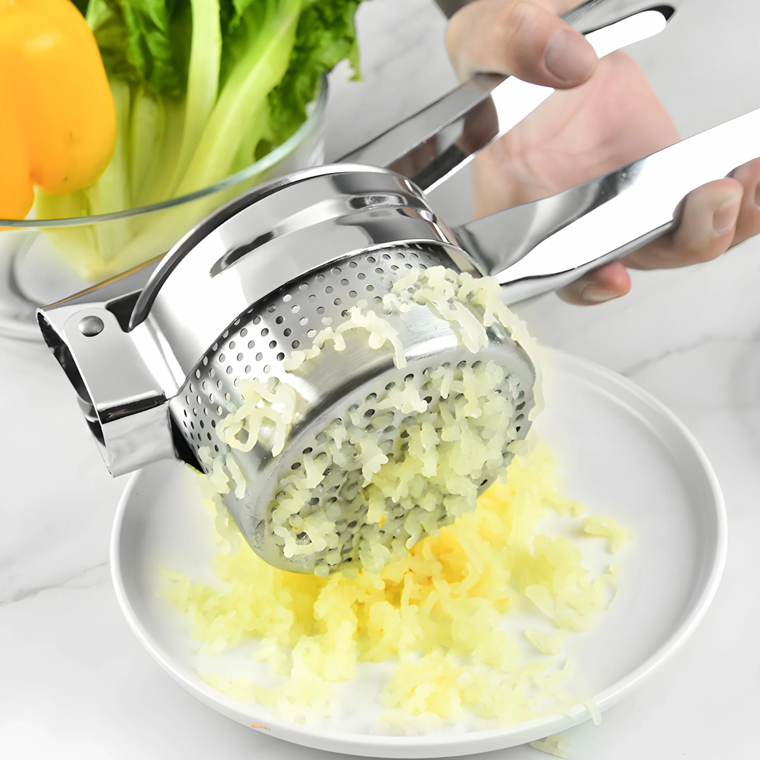 Retoo Praska do ziemniaków ze stali nierdzewnej, tłuczek do puree, wielożyłowa prasa
