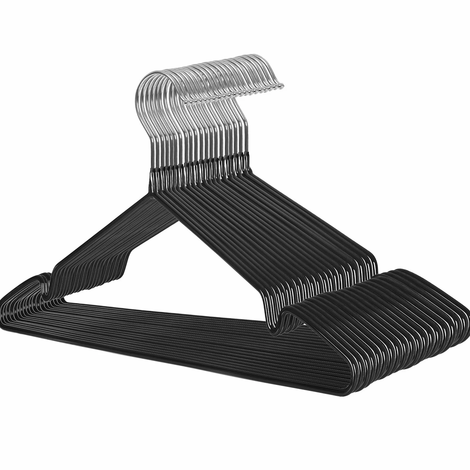 SONGMICS Wieszaki metalowe 20 szt. antypoślizgowe grubość 0,4 cm haczyki obracane 360° czarny CRI33B-20
