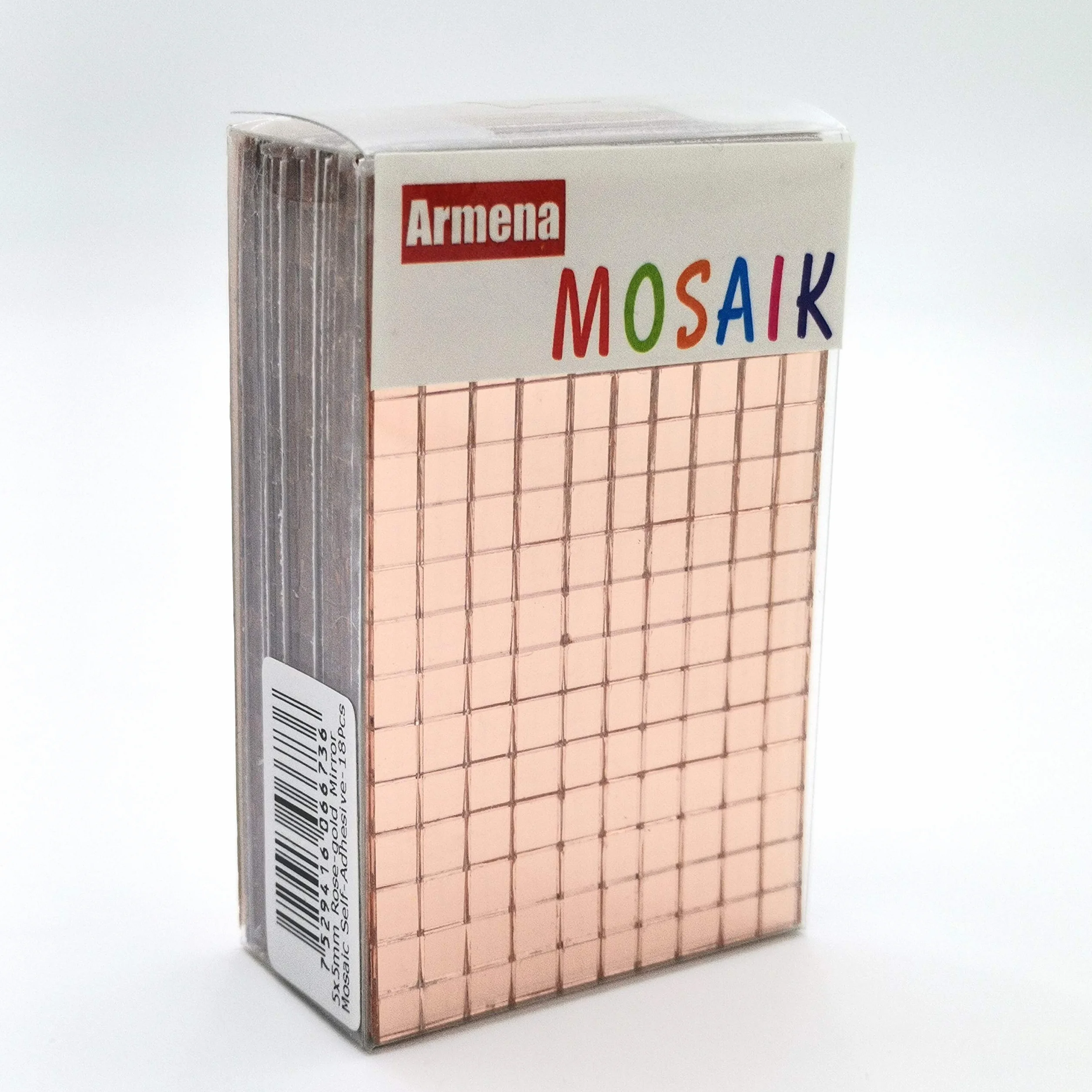 2600515r mozaika szklana w kolorze różowego złota, mozaika lustrzana do sztuki i siły, samoprzylepna mozaika 5 x 5 mm, grubość 1,5 mm, 18 mat, łącznie 2880 sztuk, różowe złoto, 5 x 5 mm