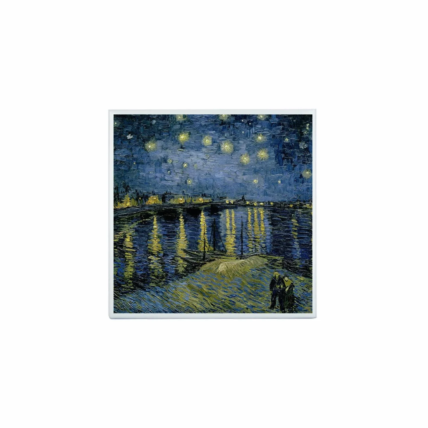 Fantastyczna Ceramiczna Płytka Dekoracyjna 10,8 x 10,8 cm - Van Gogh Nocne Gwiazdy na Rhonie Obraz