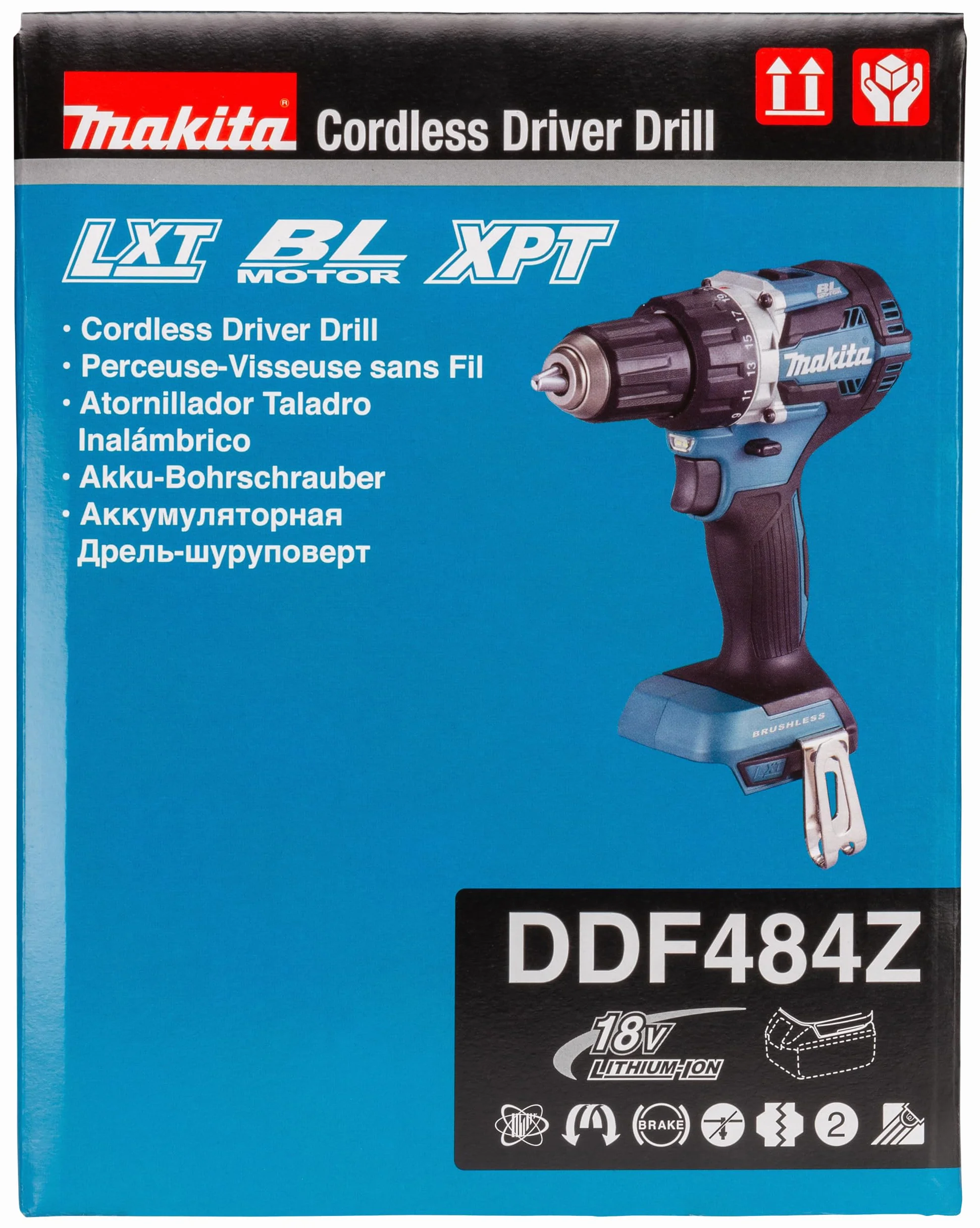Makita Ddf484Z Wiertarko-Wkrętarka Akumulatorowa 18 V Srebrny/Niebieski
