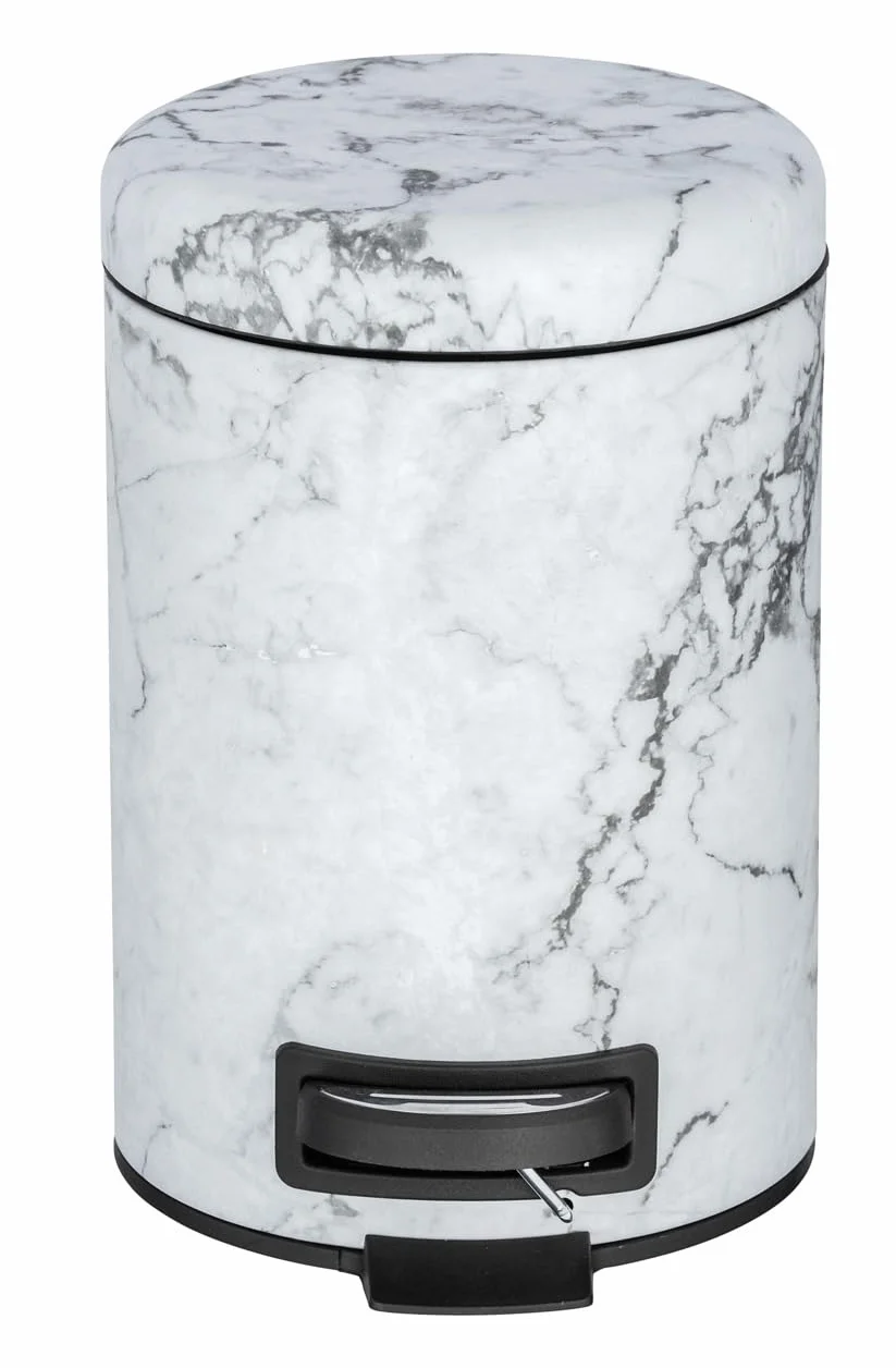 WENKO Kosz z pedałem mod. Onyx 3 l matowy z zadrukowanej stali z funkcją pedału o wyglądzie marmuru wymiary 17 x 25 x 22,5 cm kolor wielokolorowy wkład czarny