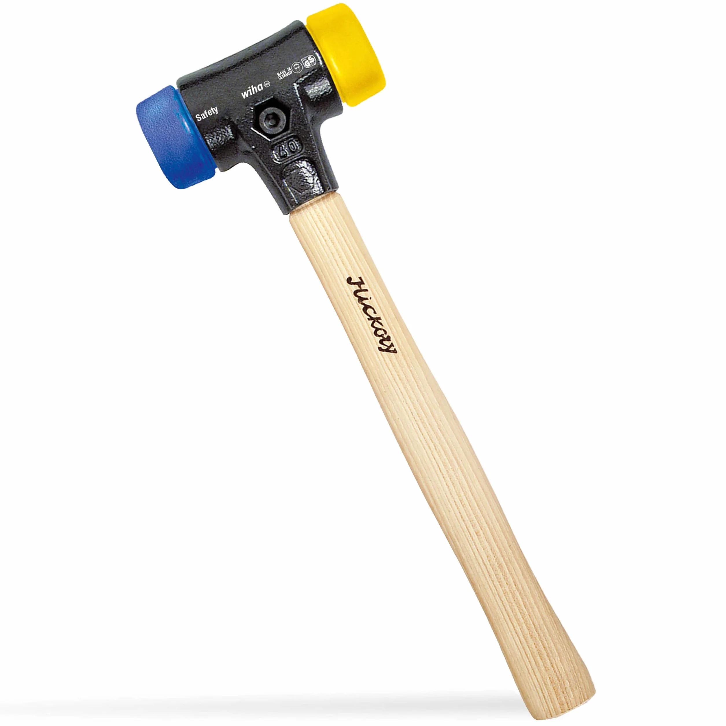 Wiha Młotek ochronny Safety miękki/średnio twardy z drewnianym trzonkiem hikory, okrągła głowica udarowa (26653) 30 mm