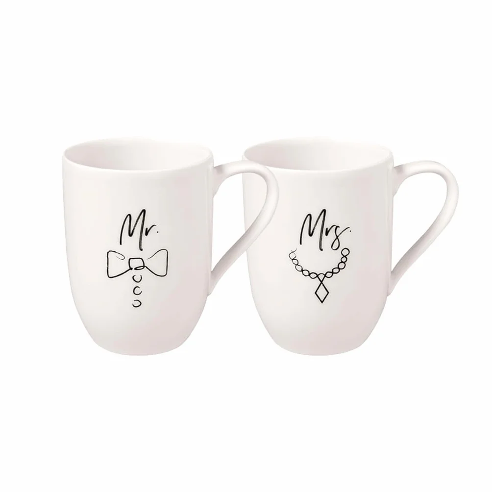 Villeroy & Boch Statement zestaw kubków Mr and Mrs 2-cz. 280 ml porcelana Premium biały
