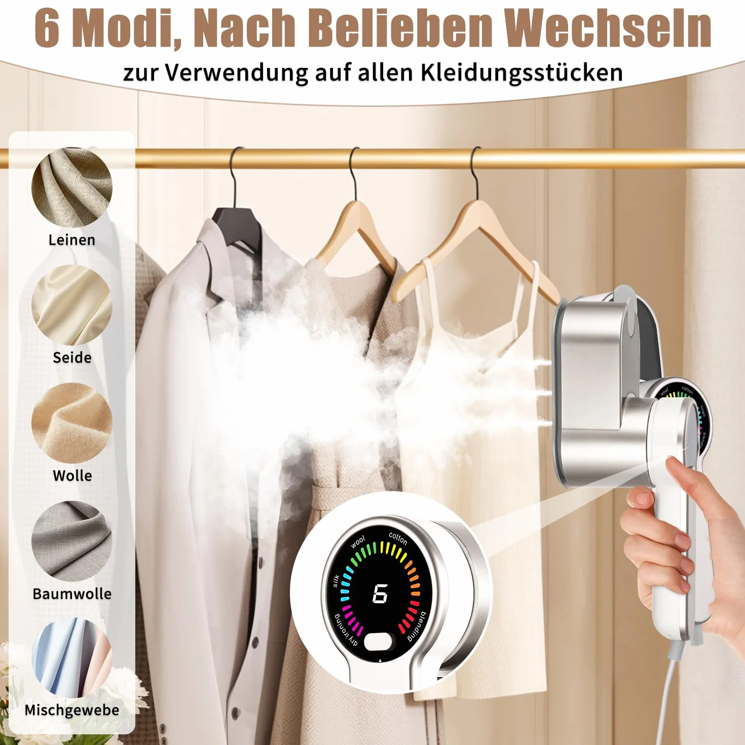 Podróżna prasownica parowa 1200 W, 2 w 1, szybkie nagrzewanie 5S, moc pary 25 g/min, przenośne żelazko parowe ze zbiornikiem na wodę 120 ml, do ubrań w domu i w podróży