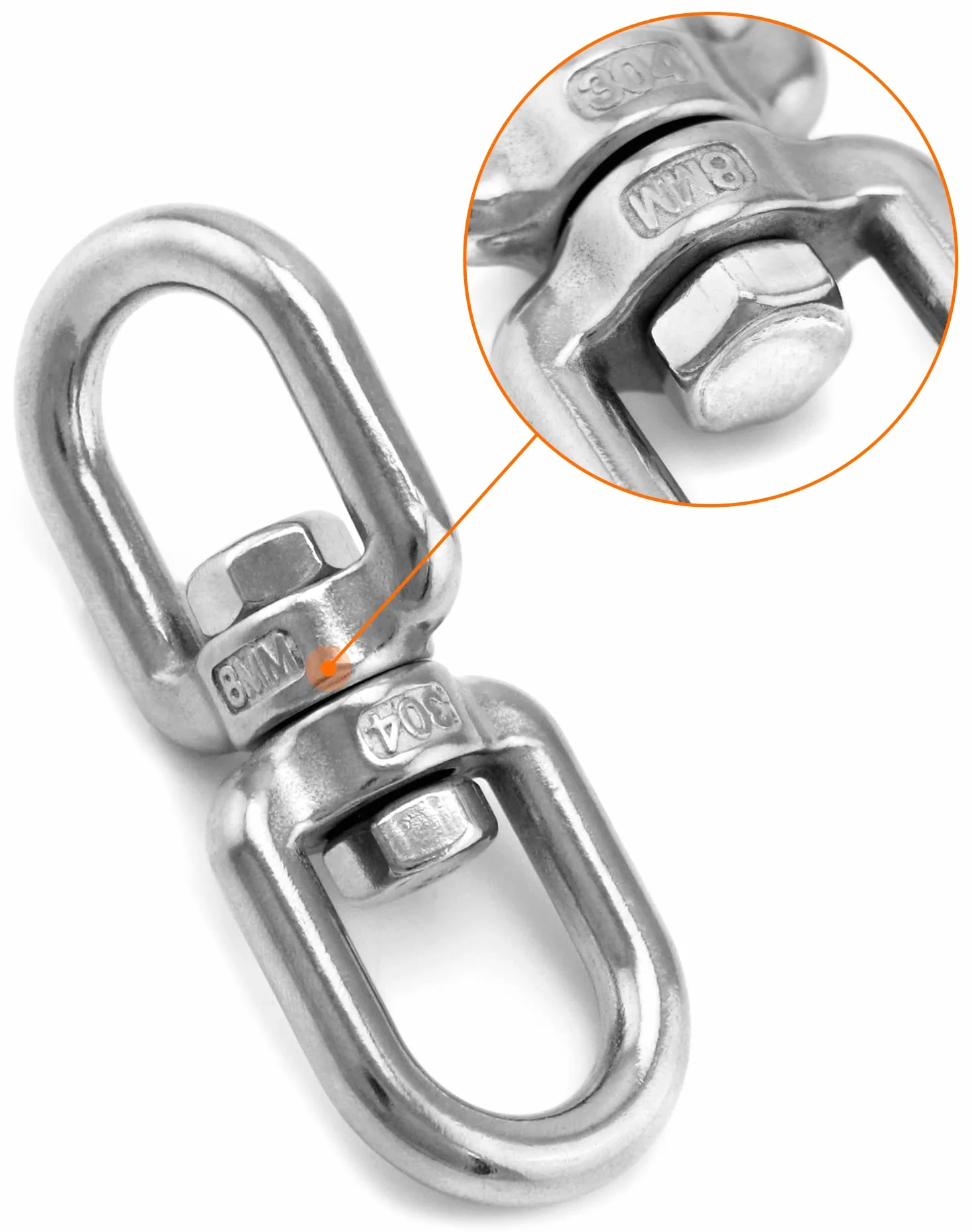 QWORK® Hak sufitowy wiszący fotel huśtawka sprężyna 360 °, stal nierdzewna, uchwyt sufitowy do 450 kg, do hamaka, worek treningowy, huśtawki hamakowe
