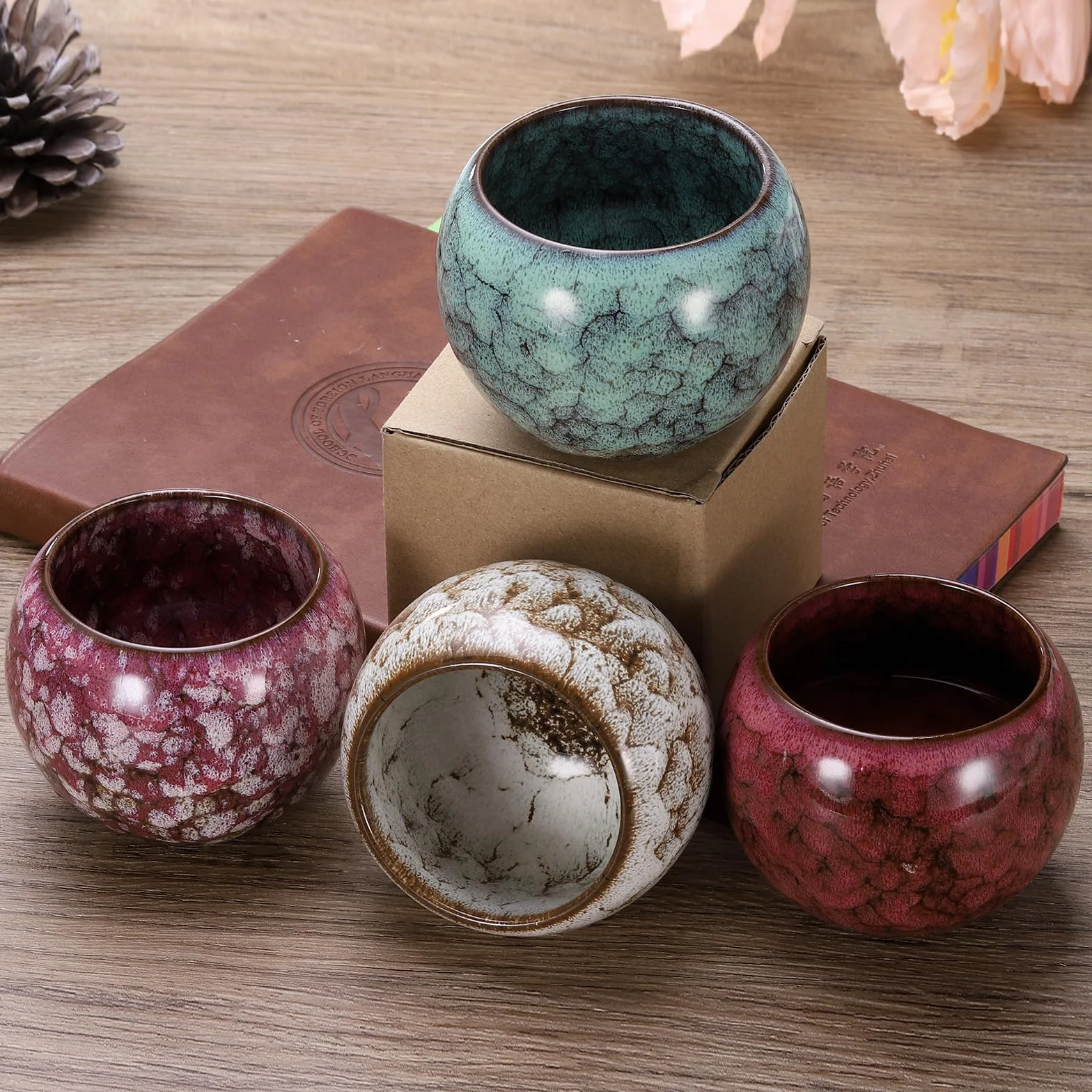 QUARKZMAN Ceramiczny zestaw do herbaty Gong Fu 5,07 uncji ręcznie robiony kubek bez uchwytu
