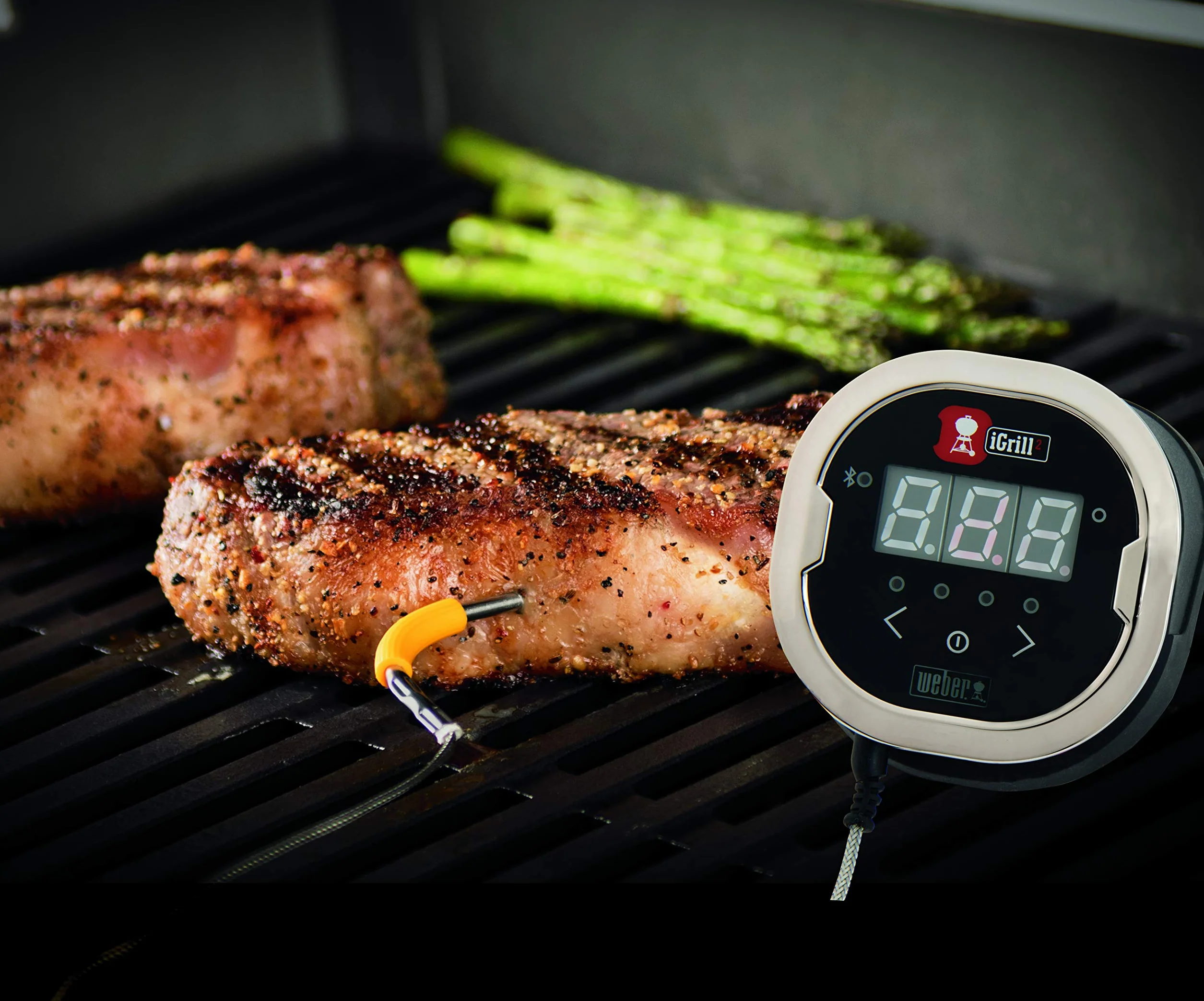 Weber iGrill 2 - inteligentny termometr do mięsa z Bluetooth w zestawie z sondą (4 możliwe podłączenia), kontrola na urządzeniu lub za pomocą aplikacji na smartfona (7221)