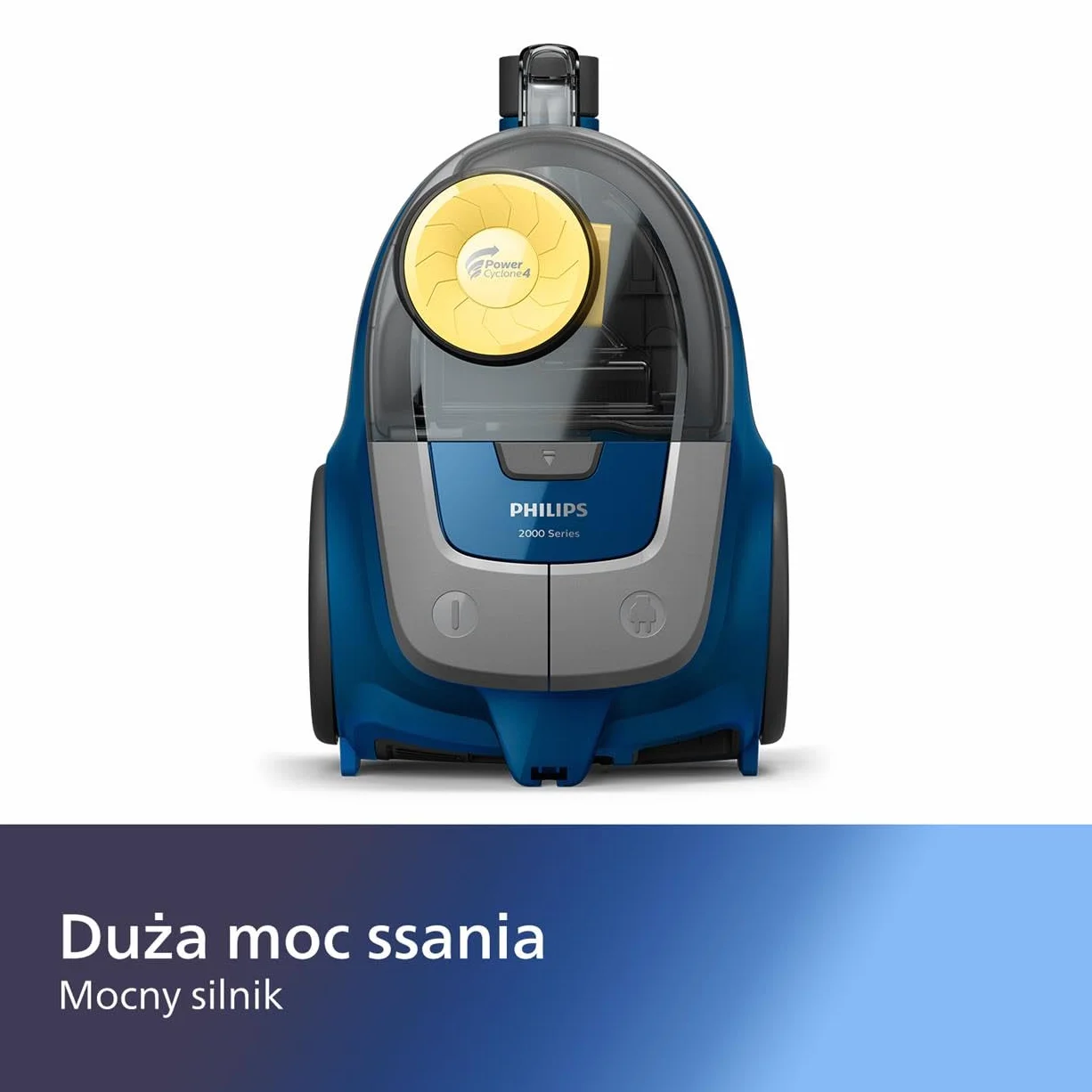 Philips Odkurzacz bezworkowy z Serii 2000, duża moc ssania - 850W, Filtr Super Clean Air, Technologia PowerCyclone 4, Uniwersalna Nasadka do każdego typu podłóg, mały i lekki, niebieski (XB2125/09)