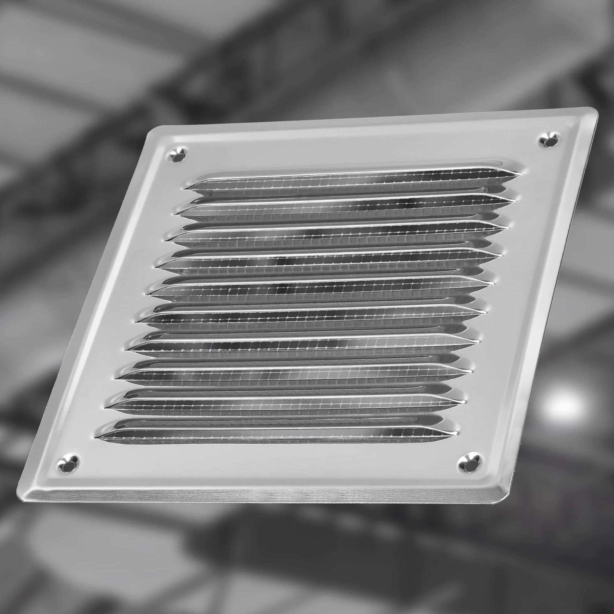 KOTARBAU® Kratka Wentylacyjna - 165 X 165 MM - Wentylacja z Siatką - Stal Nierdzewna - Metalowa - Srebrna