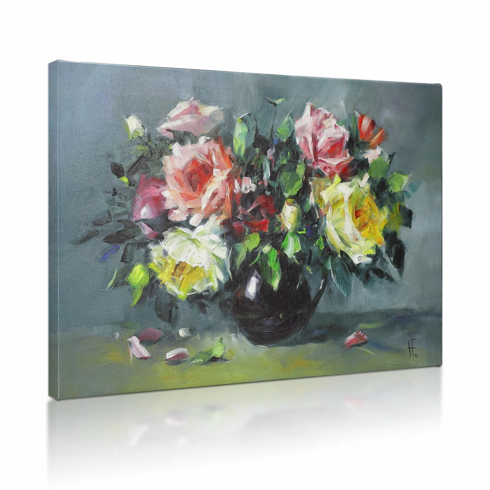 JBER Obraz olejny na płótnie 3D, sypialnia, salon, dekoracja stołu, piękny prezent, obraz olejny na płótnie - 60 x 40 cm (kwiat-03)