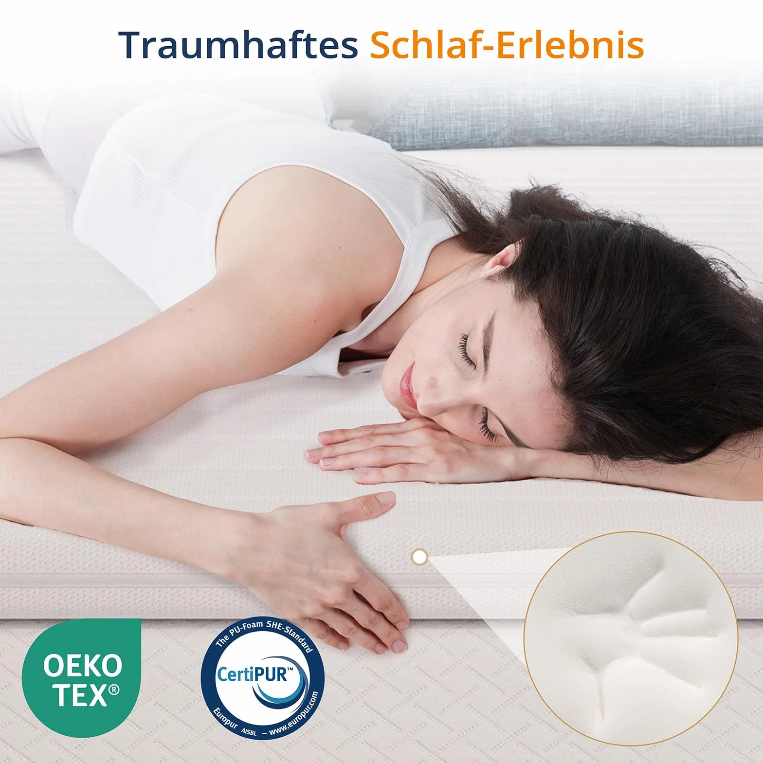 EGO HOME Nakładka na materac 160 x 200 cm – 8 cm Memory Foam Topper H2, miękka, komfortowa nakładka premium ze zdejmowaną i nadającą się do prania poszewką, oddychająca – wysokiej jakości nakładka na
