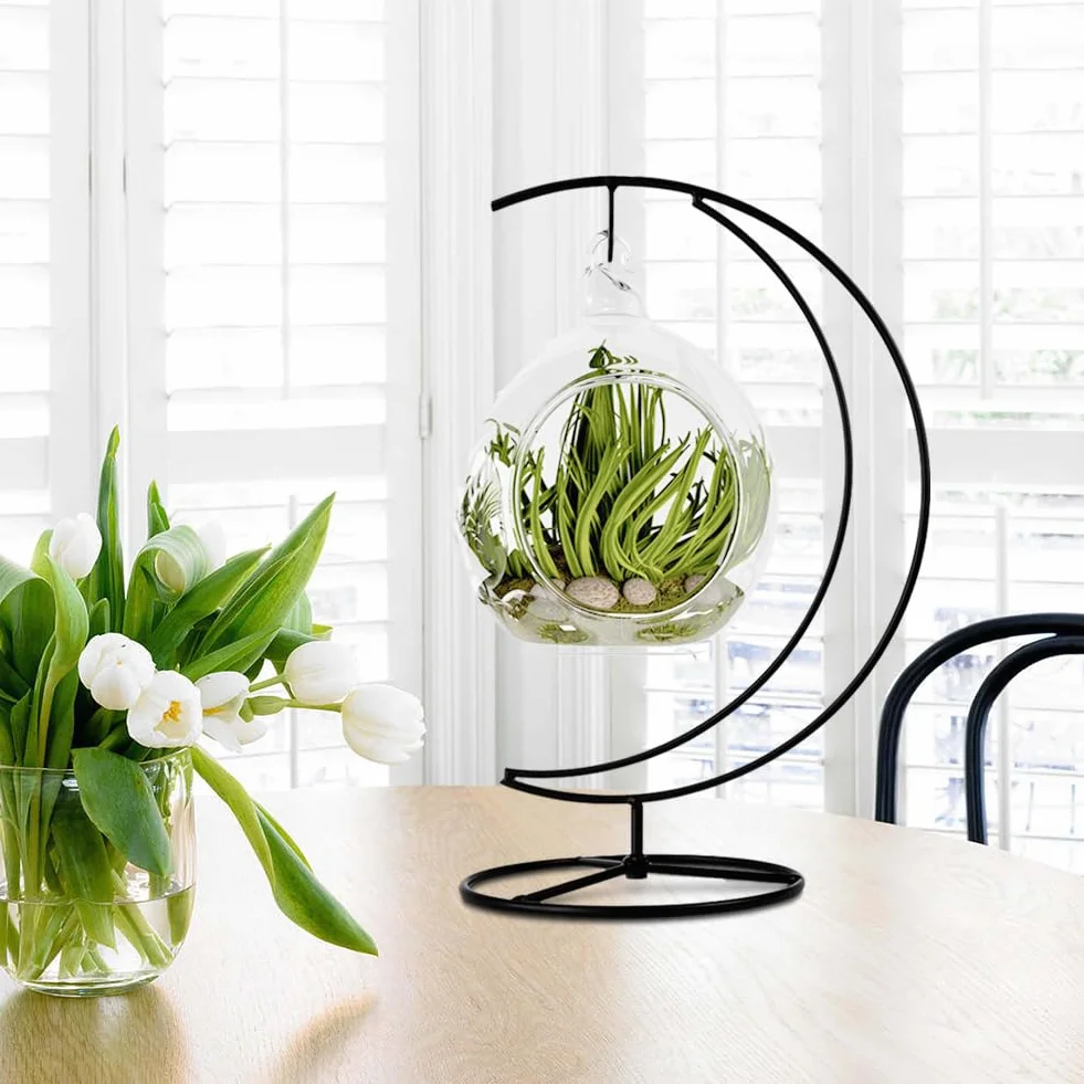 Ornament stojak ekspozycyjny żelazny wiszący stojak uchwyt haki do zawieszenia szklany globus powietrze roślina terrarium kula ozdoba świąteczna dekoracja do domu ślubna