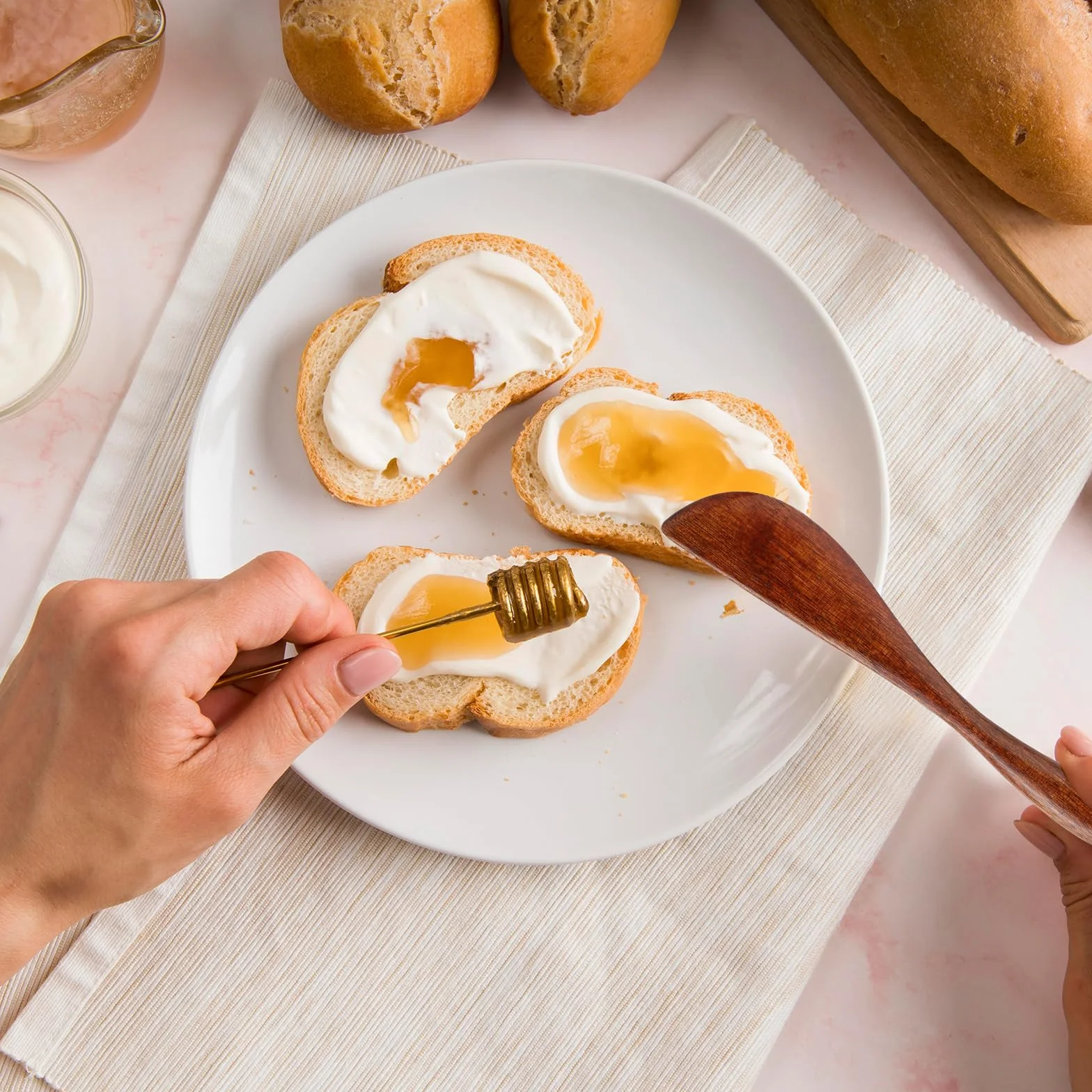 Molain Drewniane Noże do Masła i Sera, Szpatułki, Łyżeczka do Marmolady, Solniczka, Nóż do Ciasta, Rozrzutnik Masła (4 sztuki)