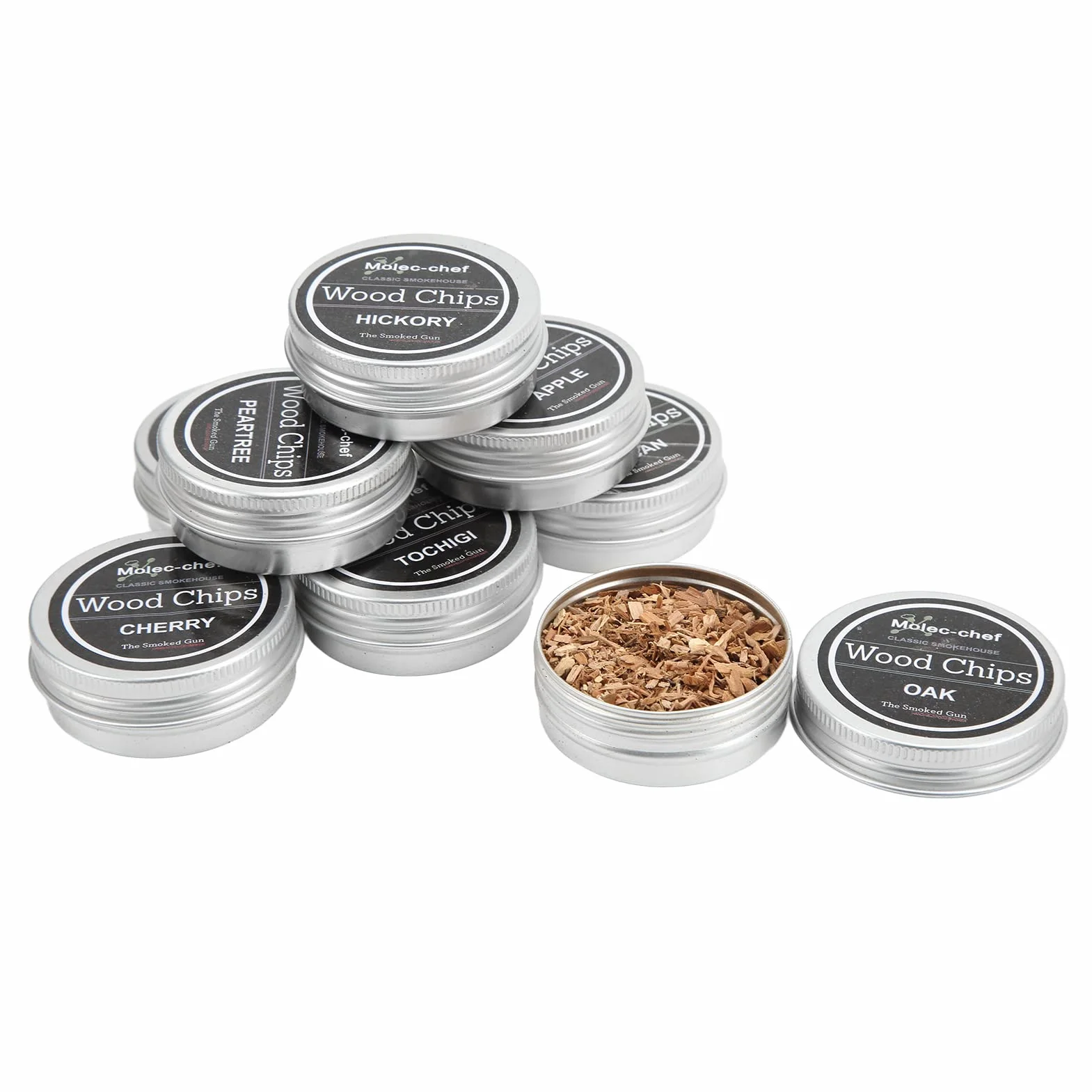 8 szt. Whisky Wood Smoker Chips, Applewood Dąb Wiśnia Brzoskwinia Gruszka Pecan Naturalne Kawałki Drewna Mieszanka do Napojów Dymnych, Przyjemny Aromat Dymu