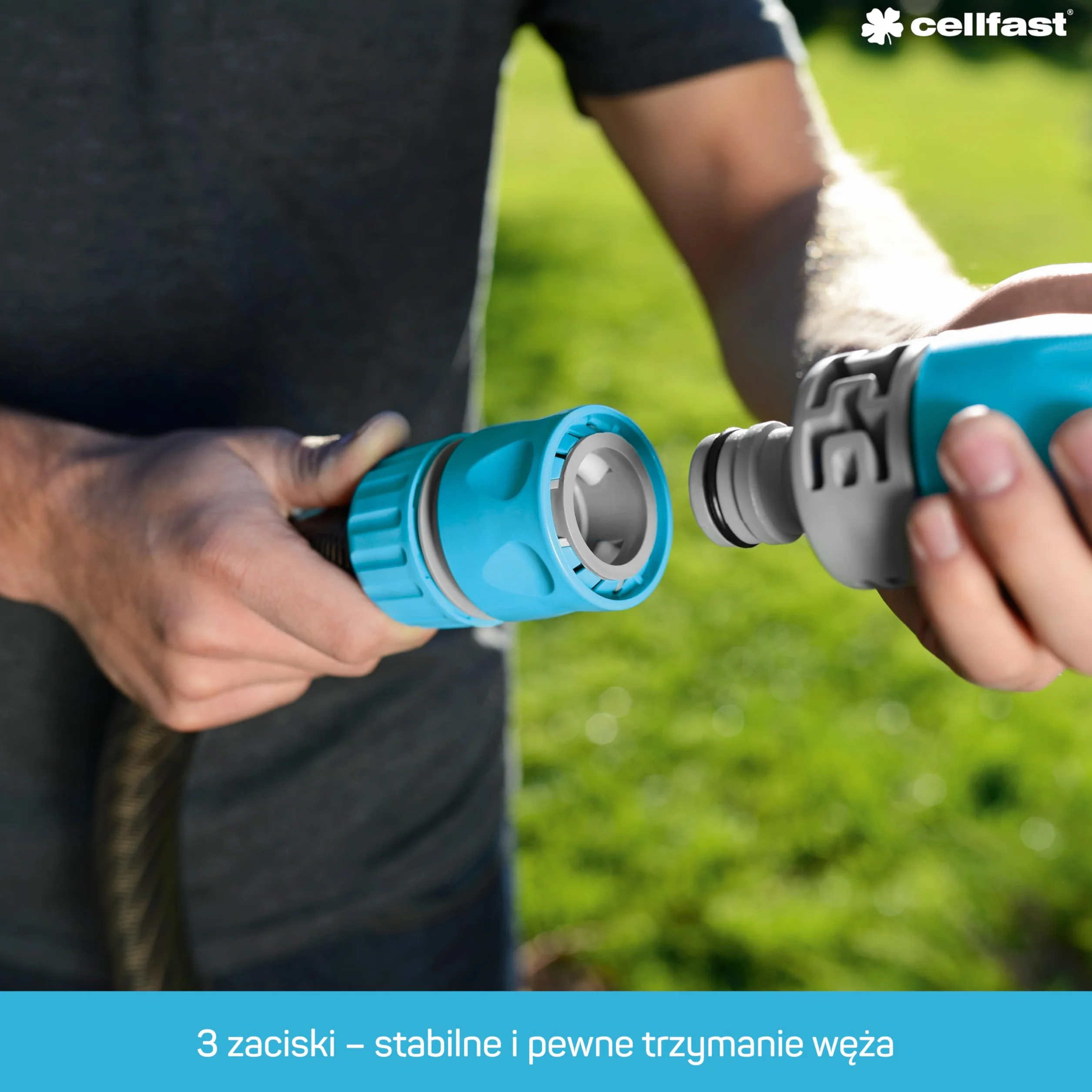 Cellfast Szybkozłącze - przelot SAFETOUCH IDEAL™ 3/4", Tworzywo PC/ABS, Trzy zaciski, 5-637