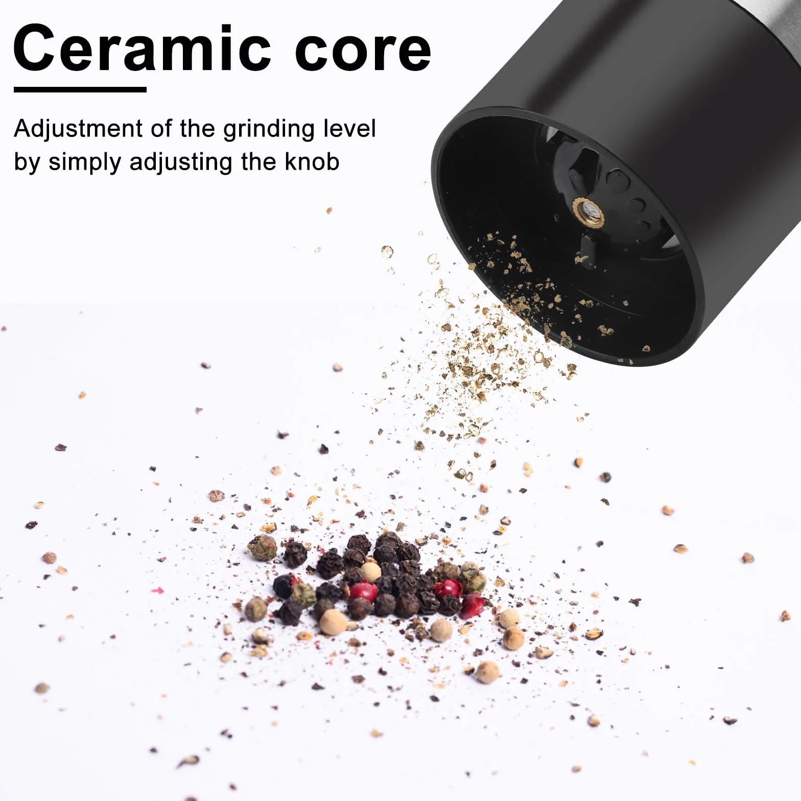 Zestaw 2 regulowanych młynków do soli i pieprzu ceramicznych 120 ml