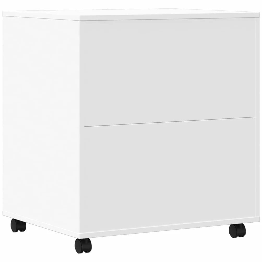 vidaXL Szafka pod drukarkę, z kółkami, biała, 60x50x67 cm, stojak na drukarkę, regał na drukarkę, stolik pod drukarkę, stolik na drukarkę