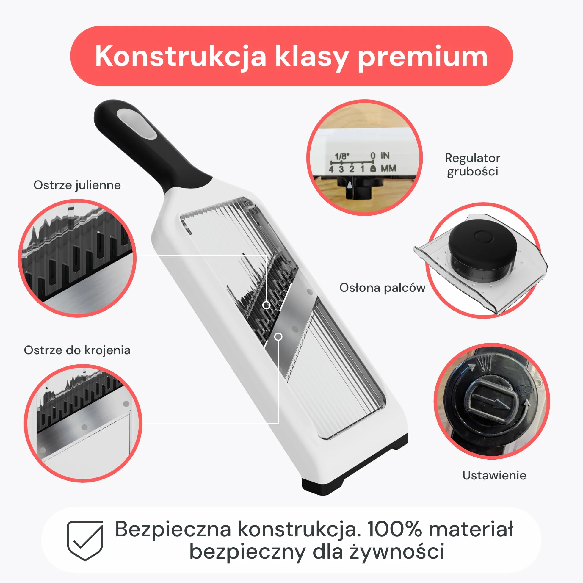Fullstar 2-w-1 Mandolina i Julienne do Warzyw - 4 Regulowane Ustawienia Grubości - Krajalnica do Warzyw do Cebuli Ogórka Ziemniaków Marchewka Sałatka - Narzędzia i Gadżety Kuchenne