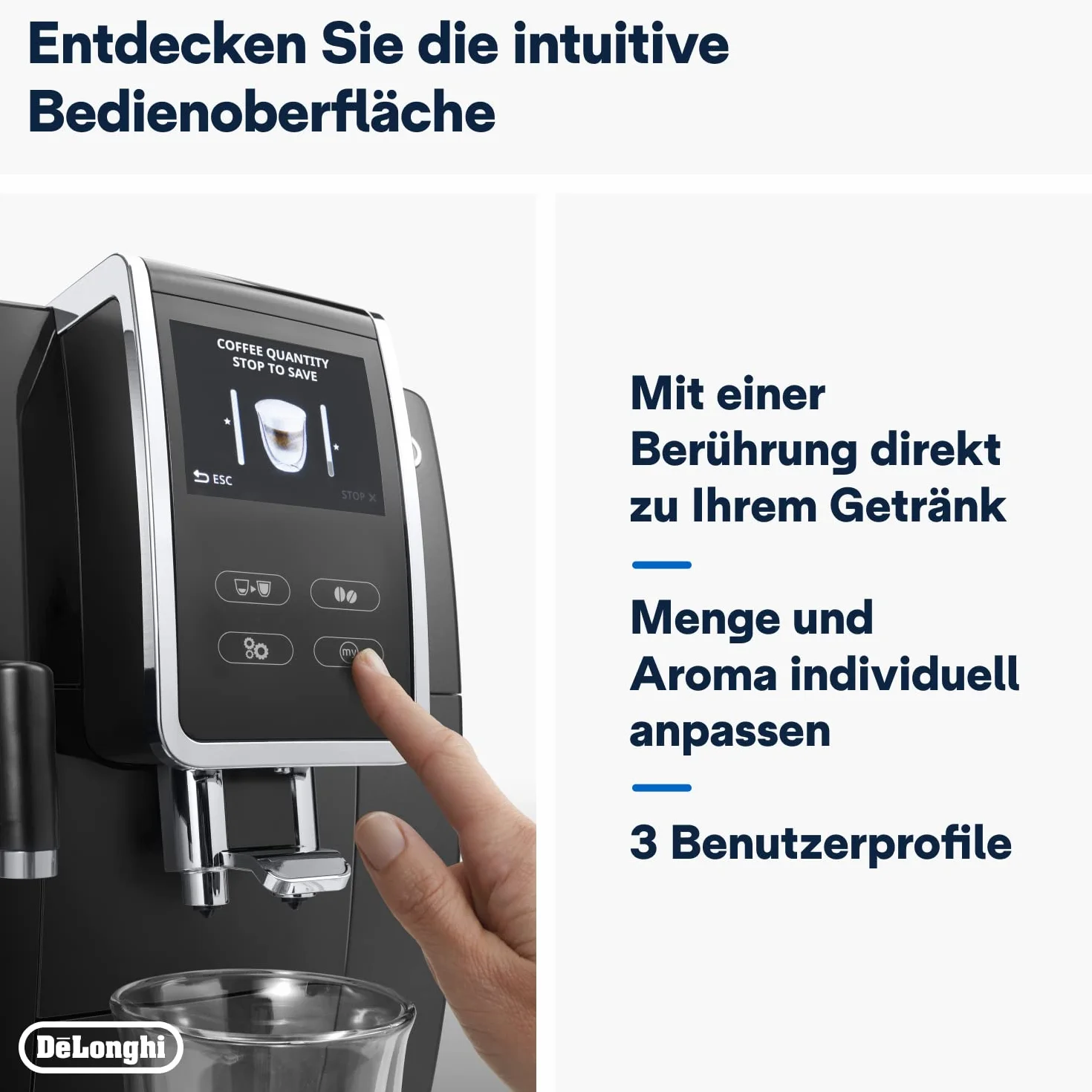De'Longhi Dinamica Plus ECAM 370.70.B automatyczny ekspres do kawy LatteCrema, dotykowy wyświetlacz 3,5'' TFT, czarny