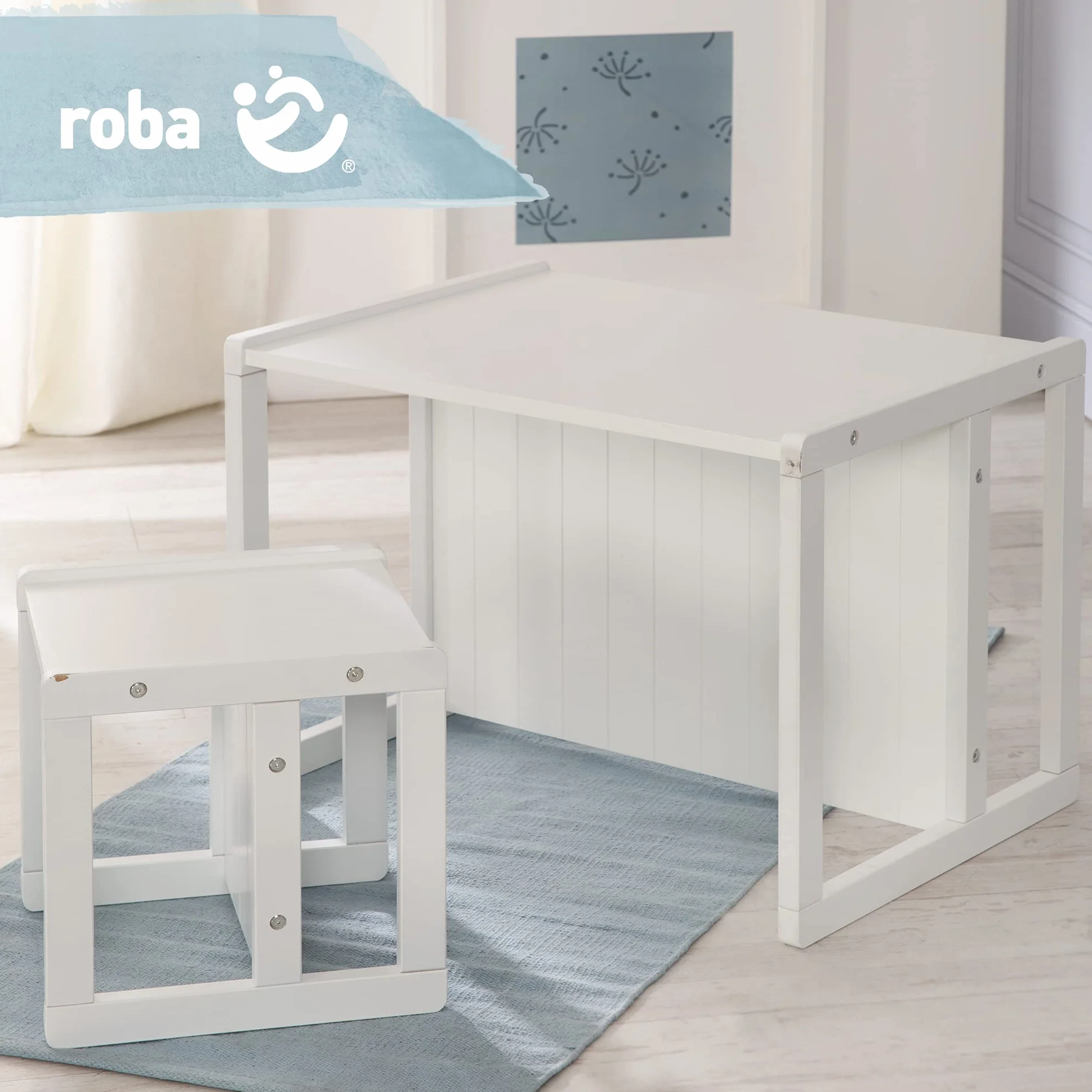 Roba B005E7MM6O Taboret, Biały, 30 x 30 x 30 cm