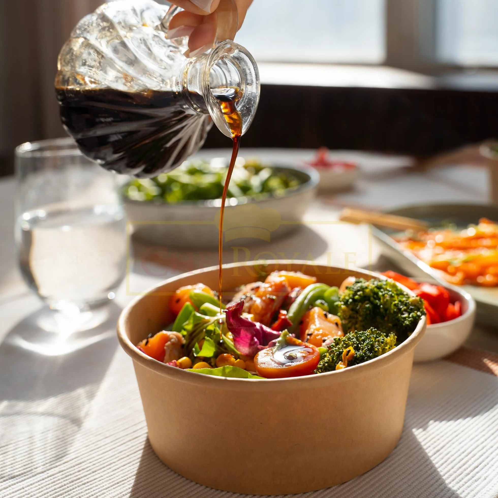 CHEF ROYALE 10 x 500 ml papierowe miski sałatkowe z pokrywkami, szczelne pojemniki na wynos
