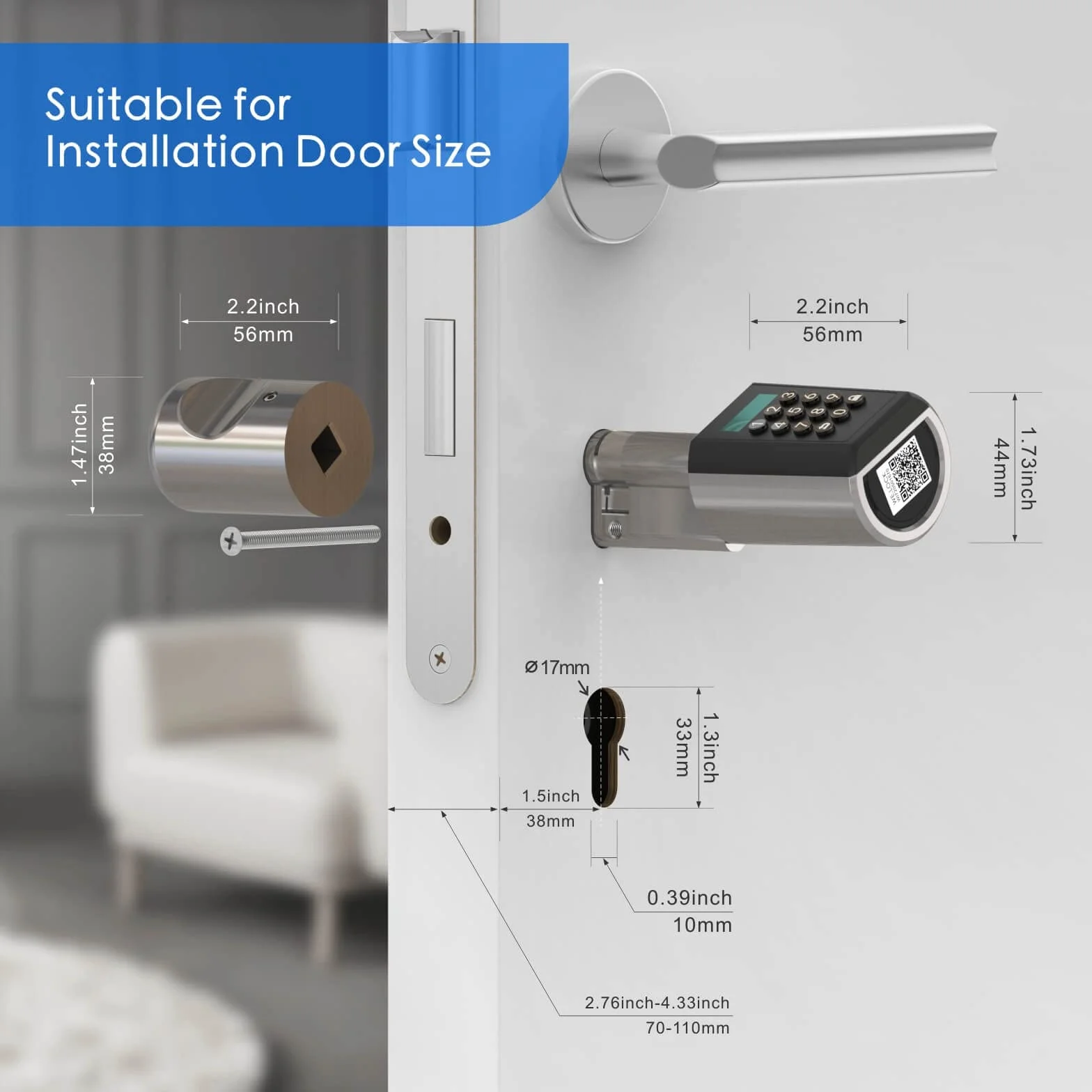 WELOCK PCB41-WIFI Gateway Inteligentny elektroniczny zamek do drzwi z aplikacją smartfonową Bluetooth, kartą RFID EU Standard Waterproof IP65 Keyless Cylinder and WiFi Bluetooth Gateway Combo Kit