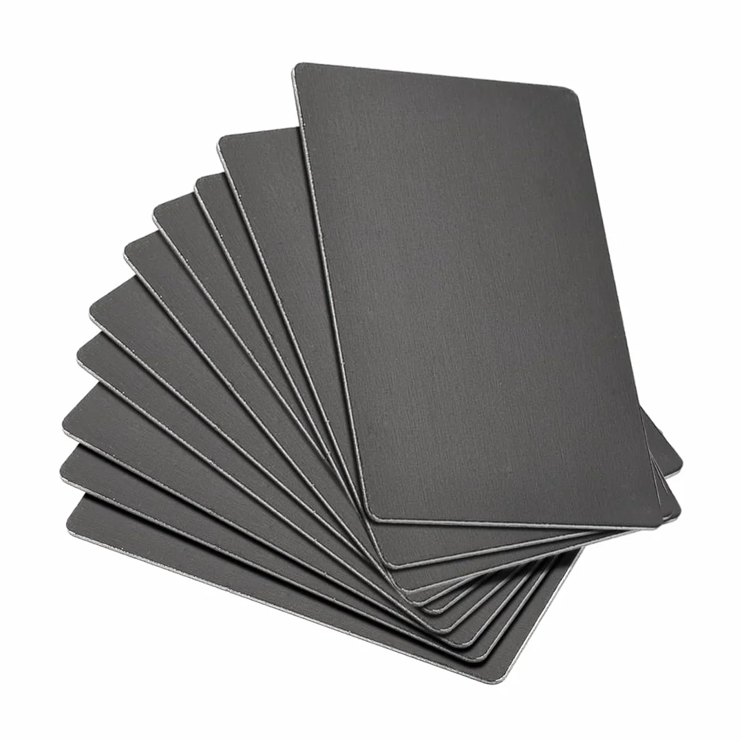 sourcing map Pusta metalowa karta 88 x 53 x 1 mm anodowana płyta aluminiowa do samodzielnego druku laserowego grawerunek czarny 10 sztuk
