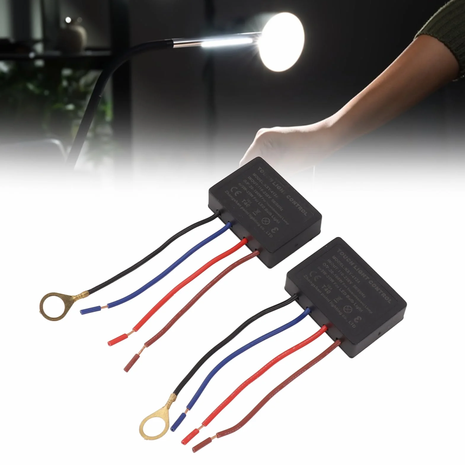 3-kierunkowy ściemniacz z Czujnikiem Dotykowym, Dotykowy Włącznik Lampy z Zapasowym Czujnikiem, do żarówek LED 15W-80W 110-230V