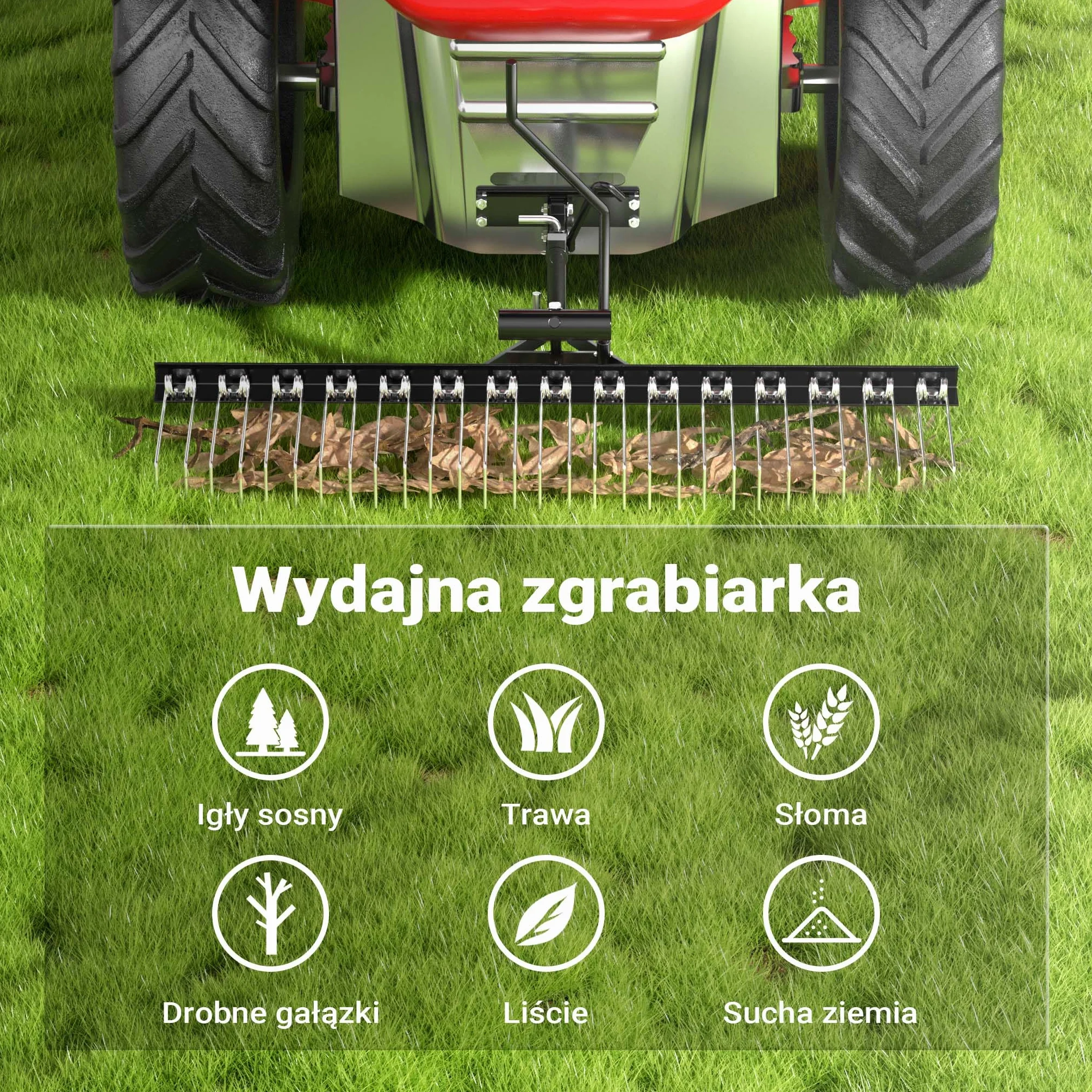 Wertykulator brony grabie do traktora ogrodowego i kosiarki ATV 120cm szerokości roboczej