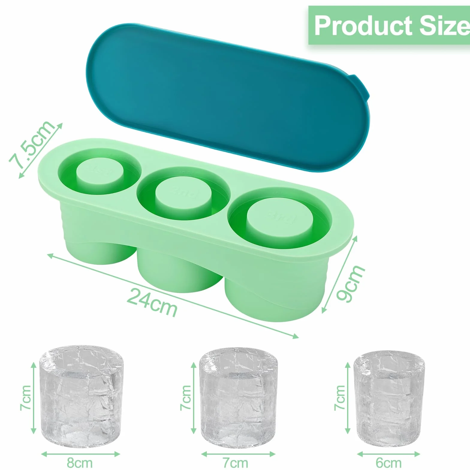 Stanley Silikonowa Forma do Kostek Lodu z Pokrywką, Wielokrotnego Użytku, 3 Puste Formy, BPA Free, Zielona