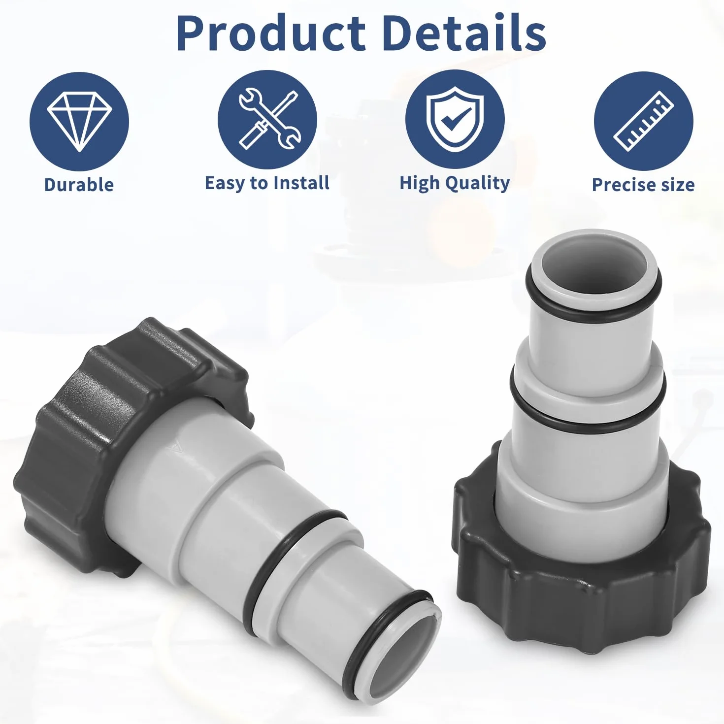 Adapter węża basenowego 4PCS, adapter do basenu Intex, zestaw adaptera węża basenowego, adapter węża do pompy, złącze do węża basenowego Ø 32 i 38 mm, adapter węża basenowego