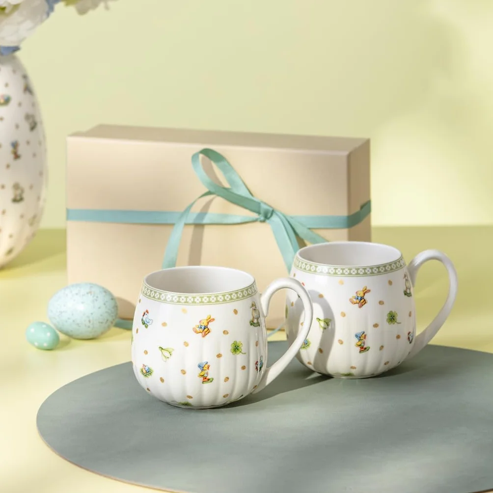 Villeroy & Boch Easter Delight zestaw 2 kubków z uchem porcelana Premium złote detale duże kubki do herbaty