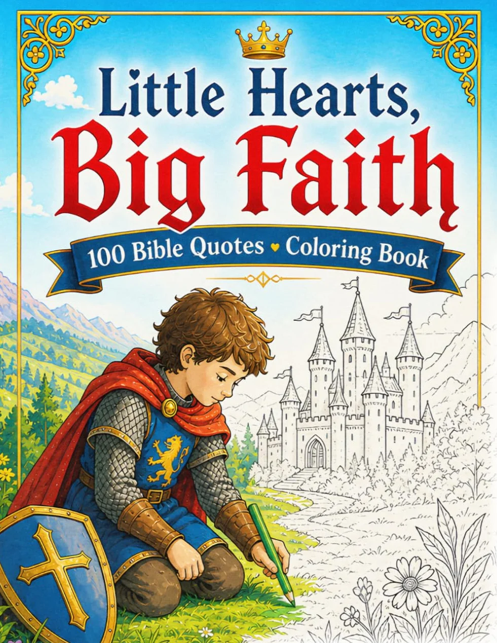 Little Hearts, Big Faith: 100 Bible Memory Verses Coloring Book for Kids to Start Journey with Faith