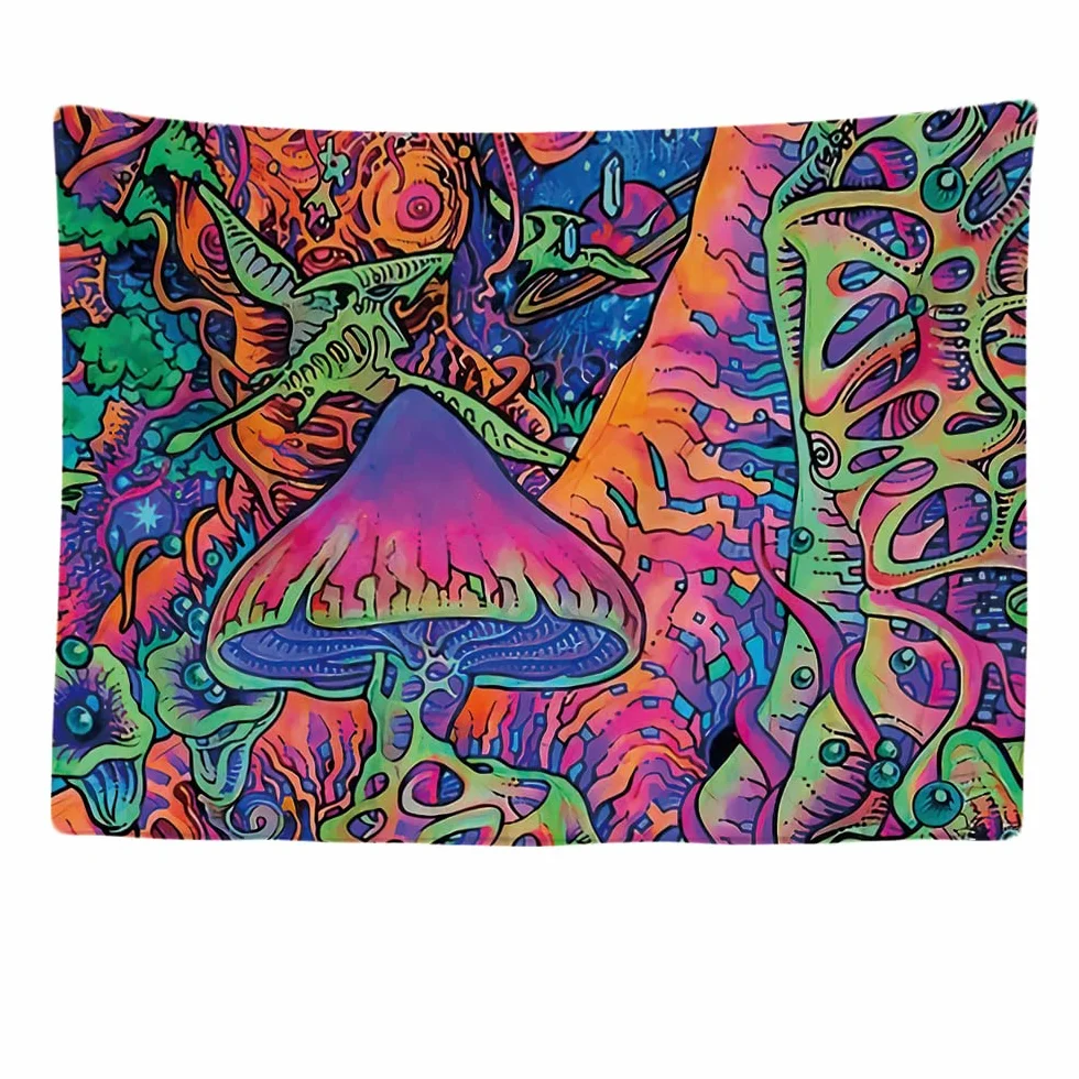 Ulticool - Dekoracyjna dekoracja ścienna do sypialni - neonowa psychodeliczna, 200 x 150 cm duża - tapeta - estetyczna tapeta ścienna - dekoracja panoramiczna
