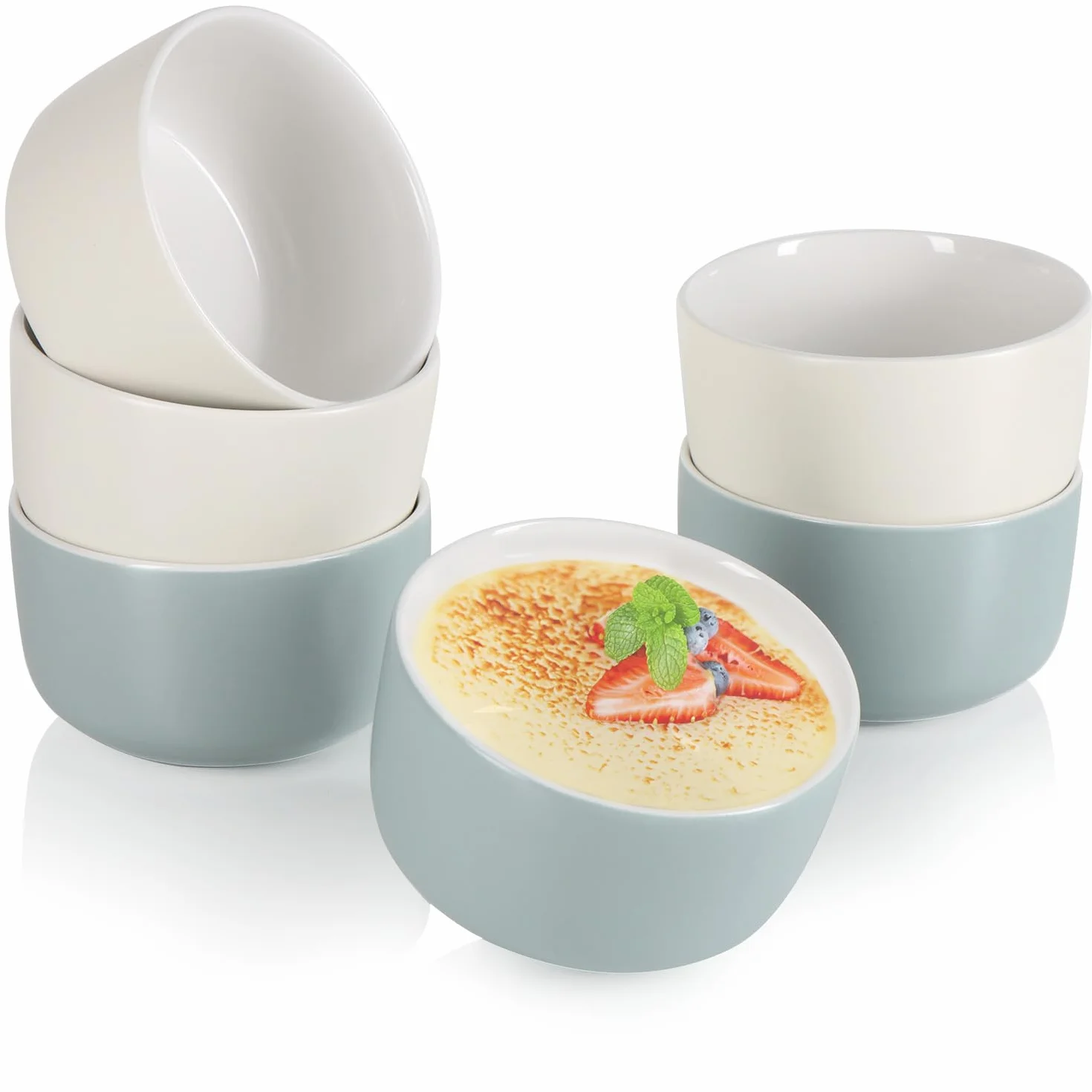 COM-FOUR® Miska deserowa 320 ml szary/bezowy - Zaroodporne formy Ragout Fin Bowl 6 sztuk