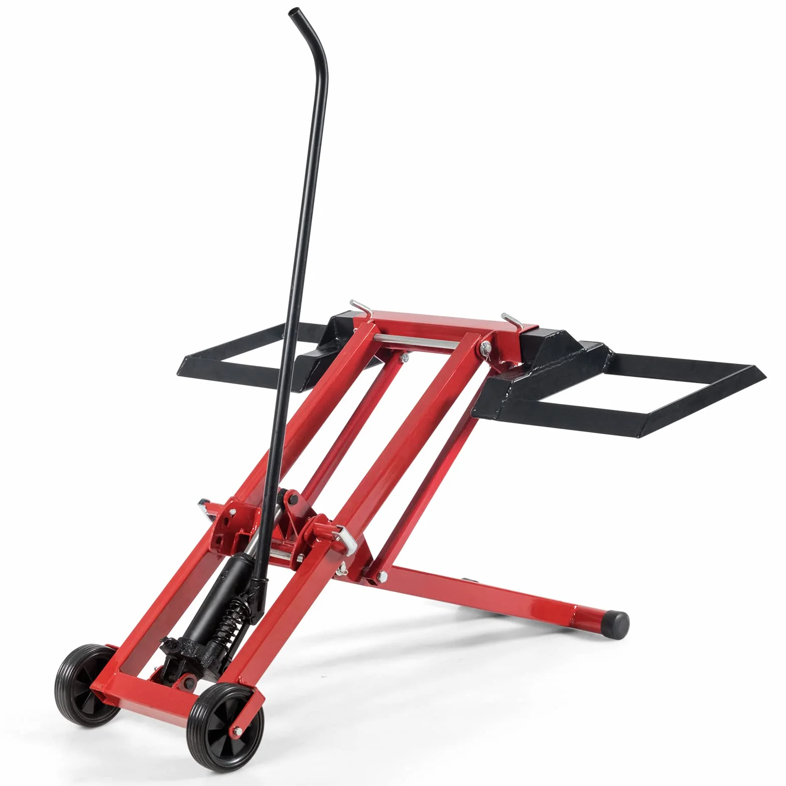 Podnośnik do kosiarki z siedziskiem, regulacja wysokości do 225 kg, hydrauliczny podnośnik do traw, metal, pomoc w czyszczeniu kosiarek