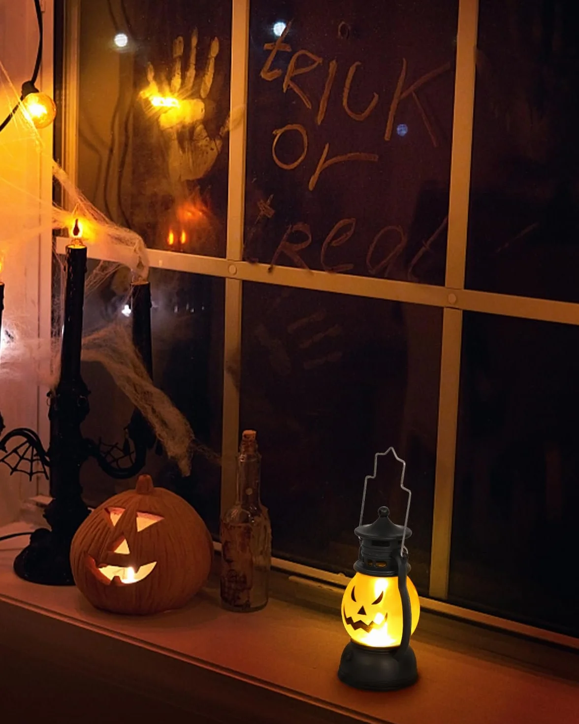 Latarnia dyniowa Halloween Lampa stołowa, Latarnia w stylu vintage, dynia, 6 szt, przenośne latarnie LED, dynia z różnymi akcentami, dekoracja na Halloween