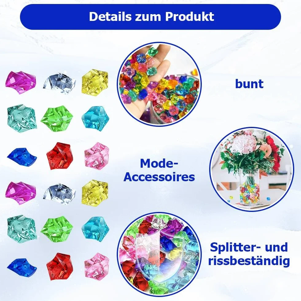 Dreamil Diamenty dla dzieci, 100 sztuk, kolorowe kamienie szlachetne dla dzieci, kryształki z żywicy, dekoracyjne kamienie kryształowe, na wesele, imprezę, do dekoracji stołu, rzemiosła artystycznego