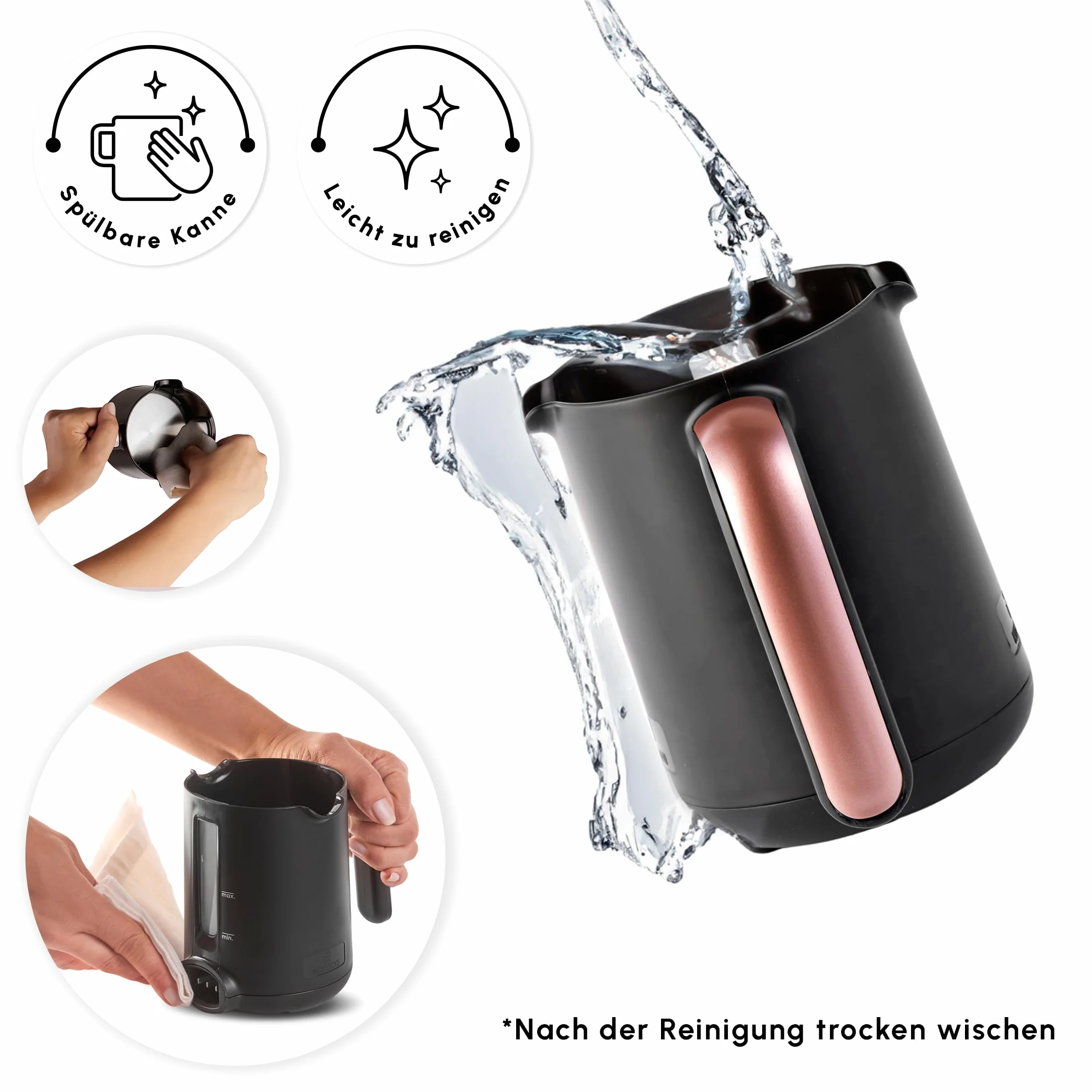 KARACA Hatır Roast turecki ekspres do kawy w kolorze różowego złota, pojemność 5 filiżanek, duża ilość piany, 535 W, system ostrzegania głosowego, system ostrzegania przed światłem, miarka, łatwe