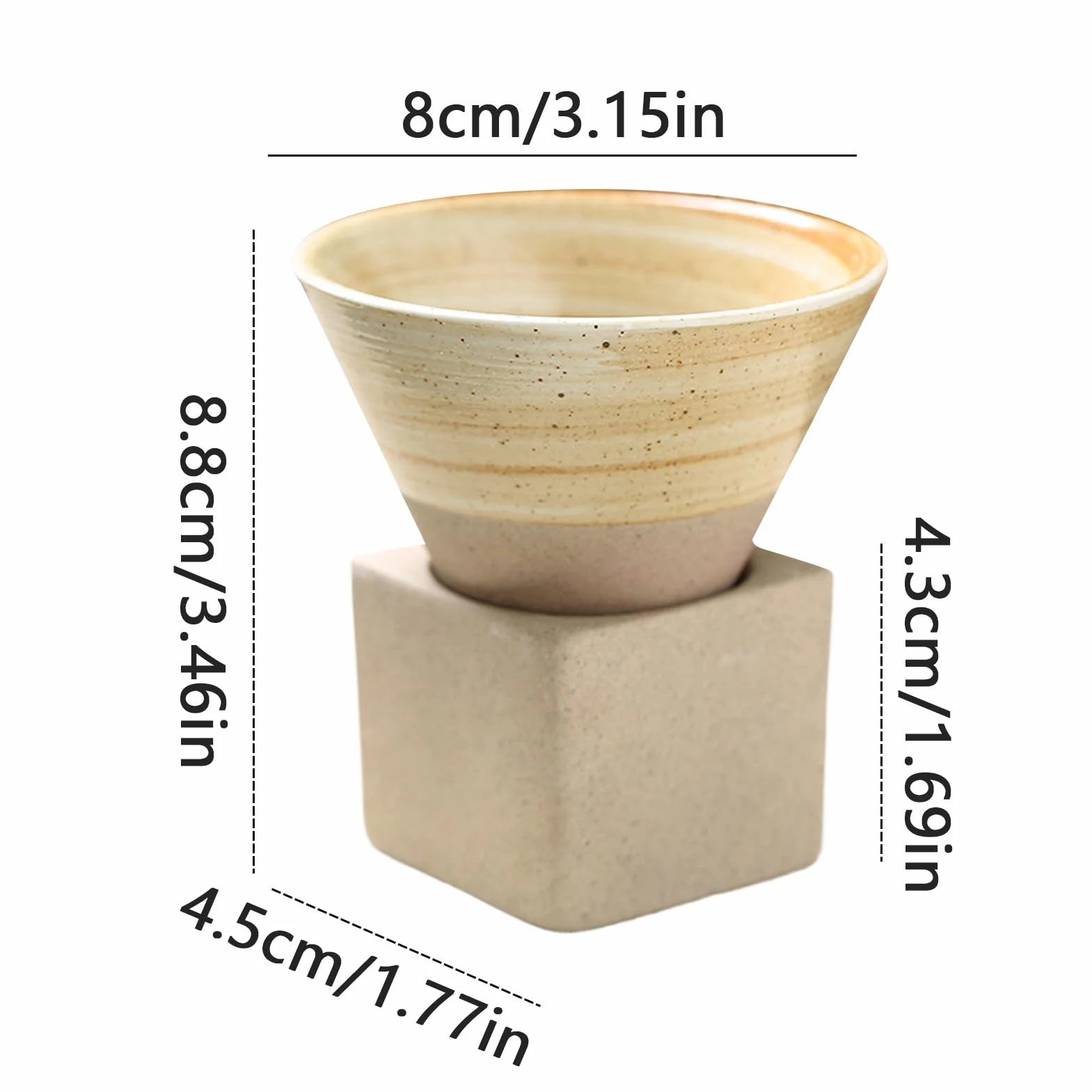 Kubek ceramiczny 100ml japoński stożkowy z lejkiem do herbaty ręcznie robiony retro