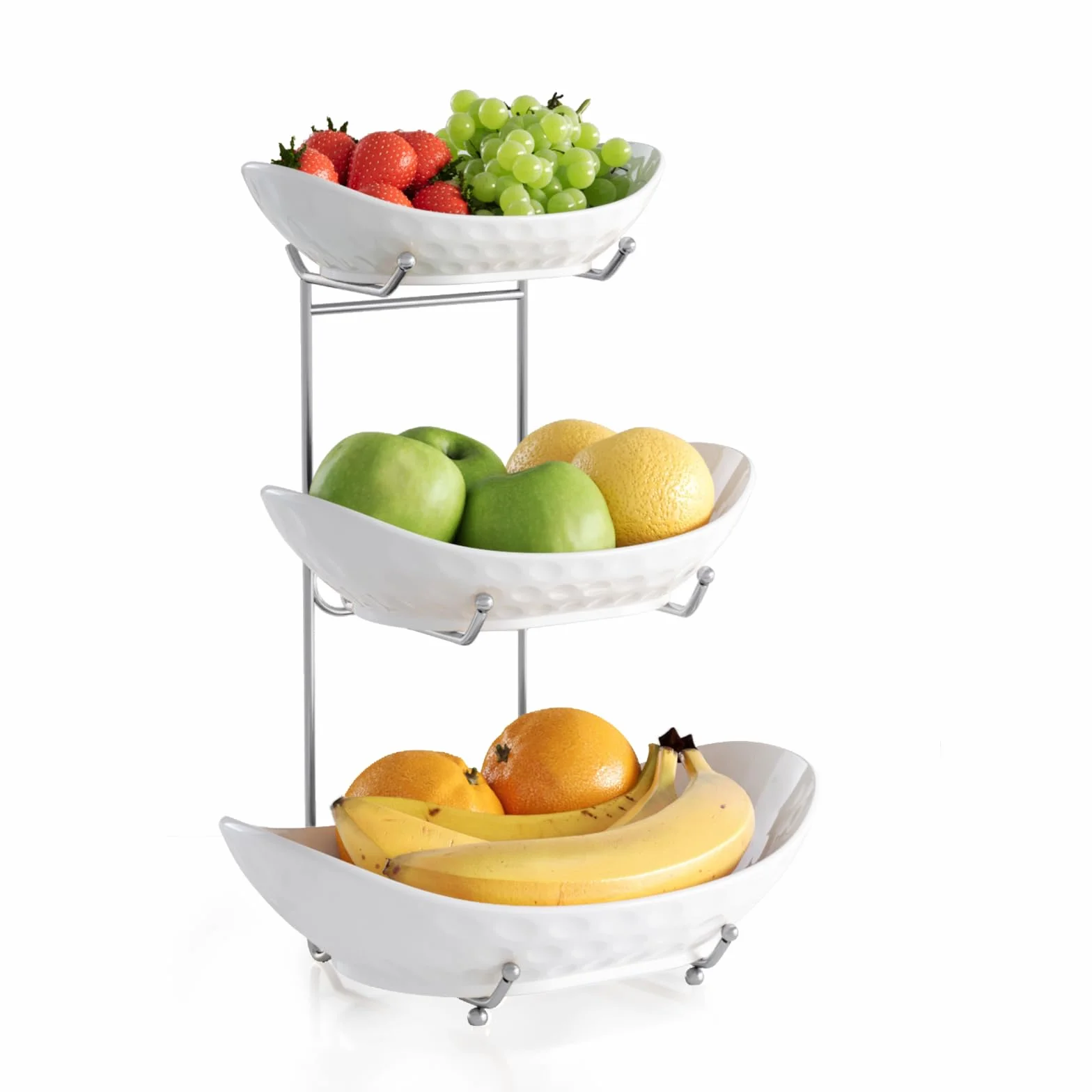 Ceramiczny 3-poziomowy stojak do serwowania owoców, metalowy kosz na owoce, porcelanowa miska kuchenna