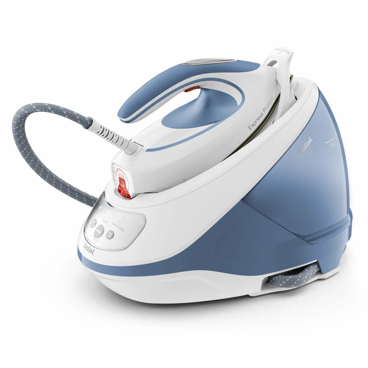 TEFAL SV9202 Protect Generator pary, Stacja do Prasowania Parowego, Ciśnienie 7,5 bara, Uderzenie pary: 520 g/min, Stały wyrzut pary: 130 g/min, Prasowanie w pionie, 2600 W, 1,8 L, Biały/Niebieski