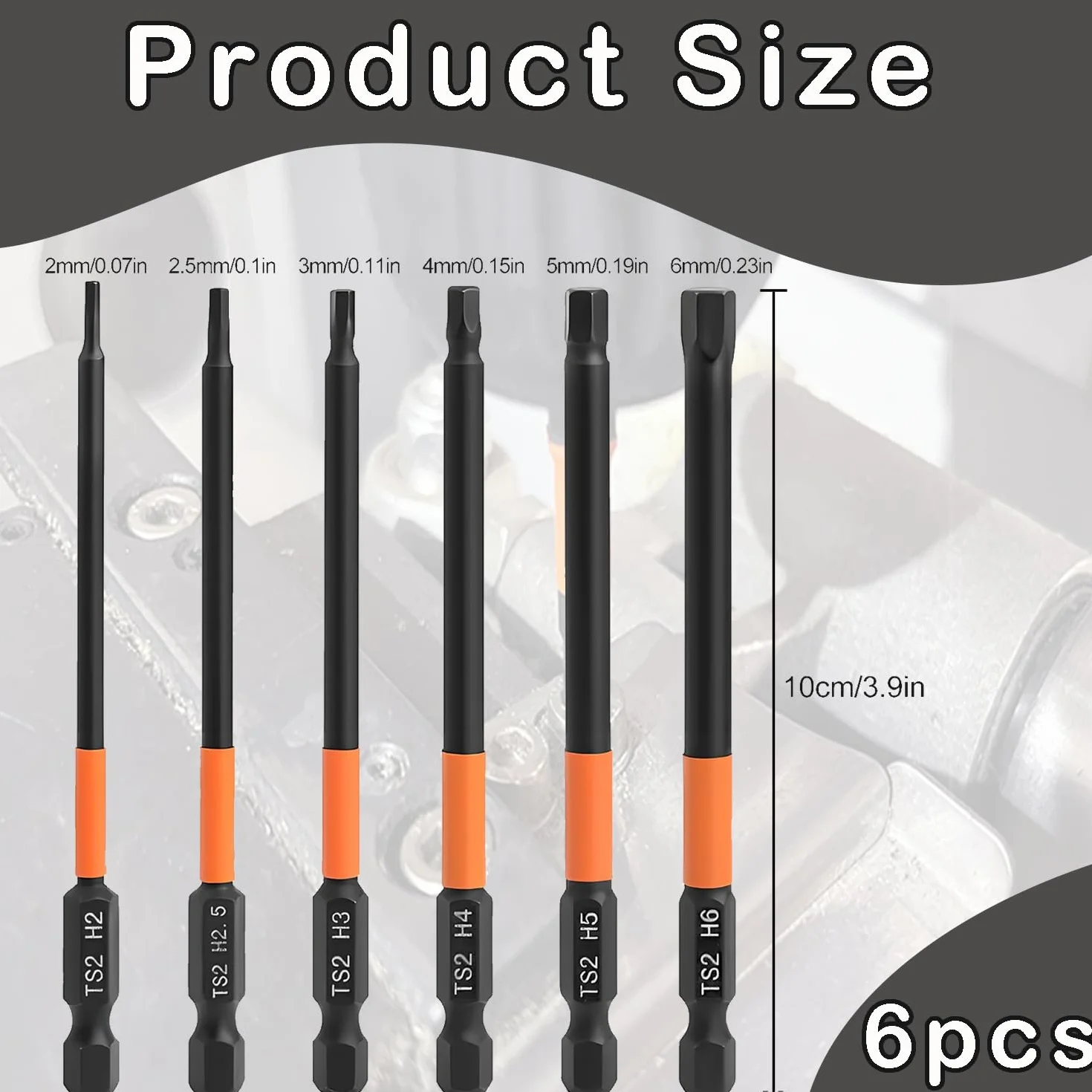 Impact Hex Head Allen Bit Break,6 szt. Śruby sześciokątne 1/4" S2 stalowe magnetyczne sześciokątne bity wkrętaków do montażu mebli i napraw samochodów
