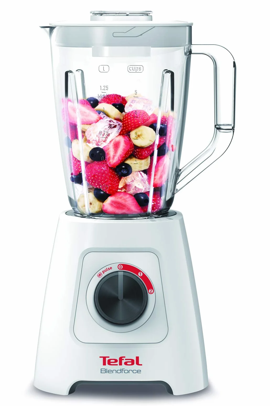TEFAL Blendforce 2 BL420131 Blender kielichowy stojący, Biały o mocy 600 W, 2 prędkości blendowania, Funkcja kruszenia lodu