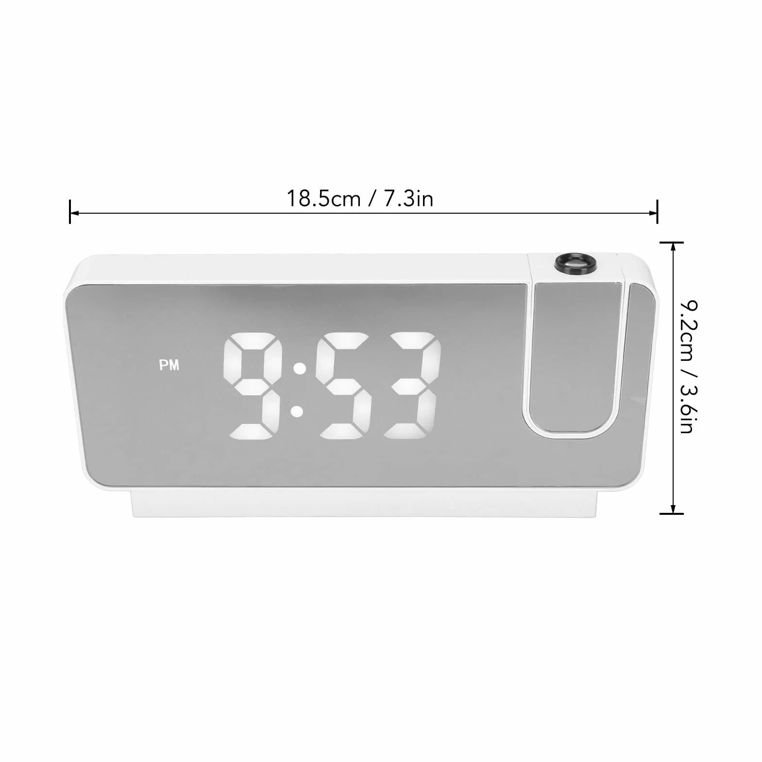 Budzik Projekcyjny, Budzik HD LED z projekcją na ścianie Sufitowej Cyfrowy Budzik z Obracanym o 180° Projektorem, funkcją Drzemki, temperaturą, Nocnym Zegarem dla Osób śpiących (Biały)